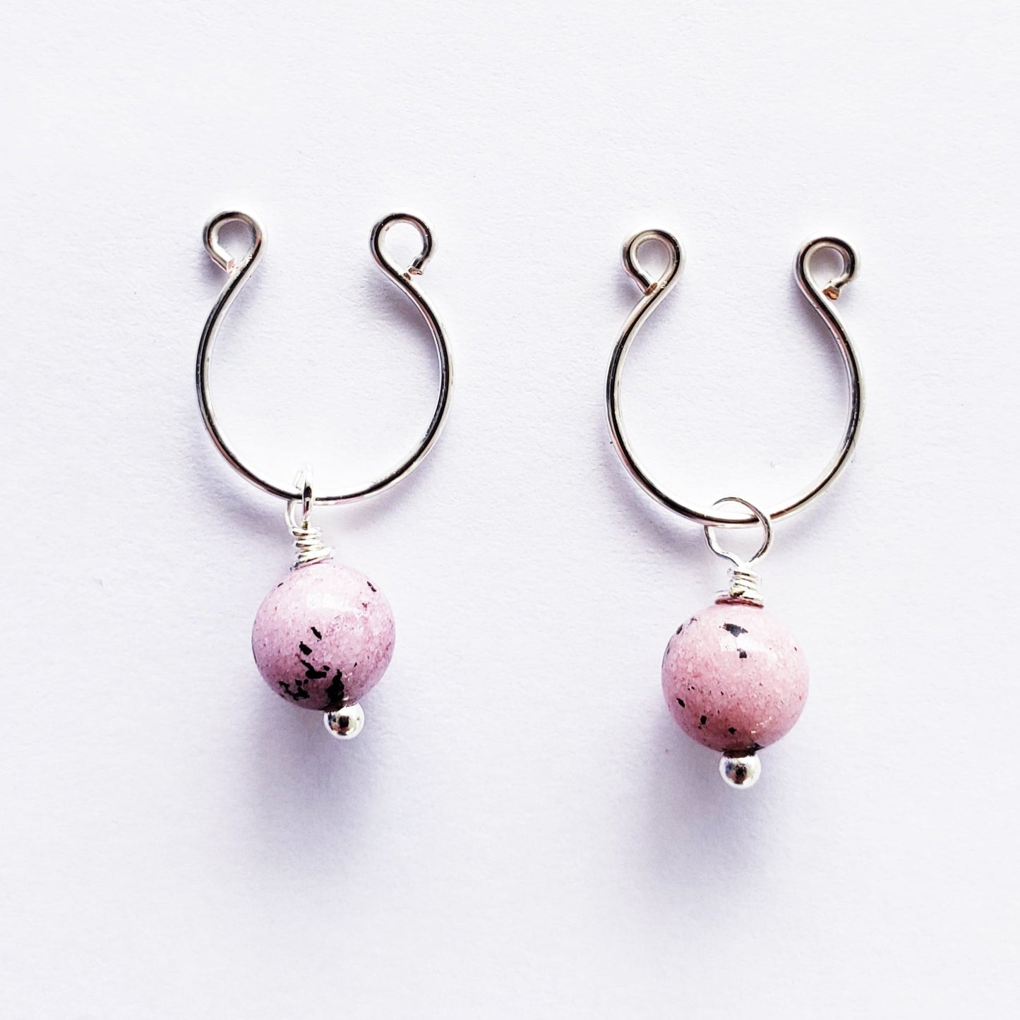 Rhodonite Nipple Rings Non-Piercing