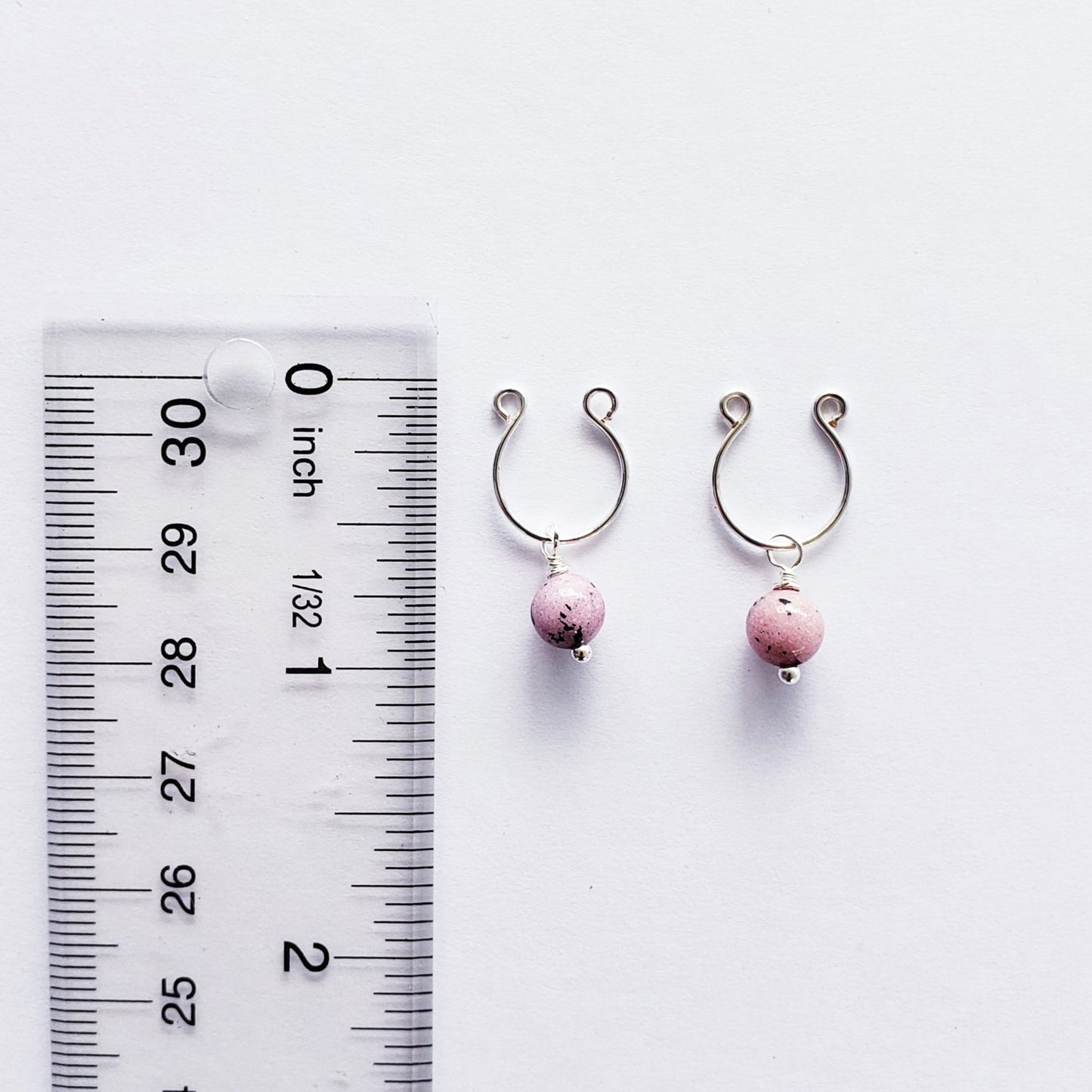 Non Piercing Nipple Rings and Labia Clip with Pink Stone Beads.