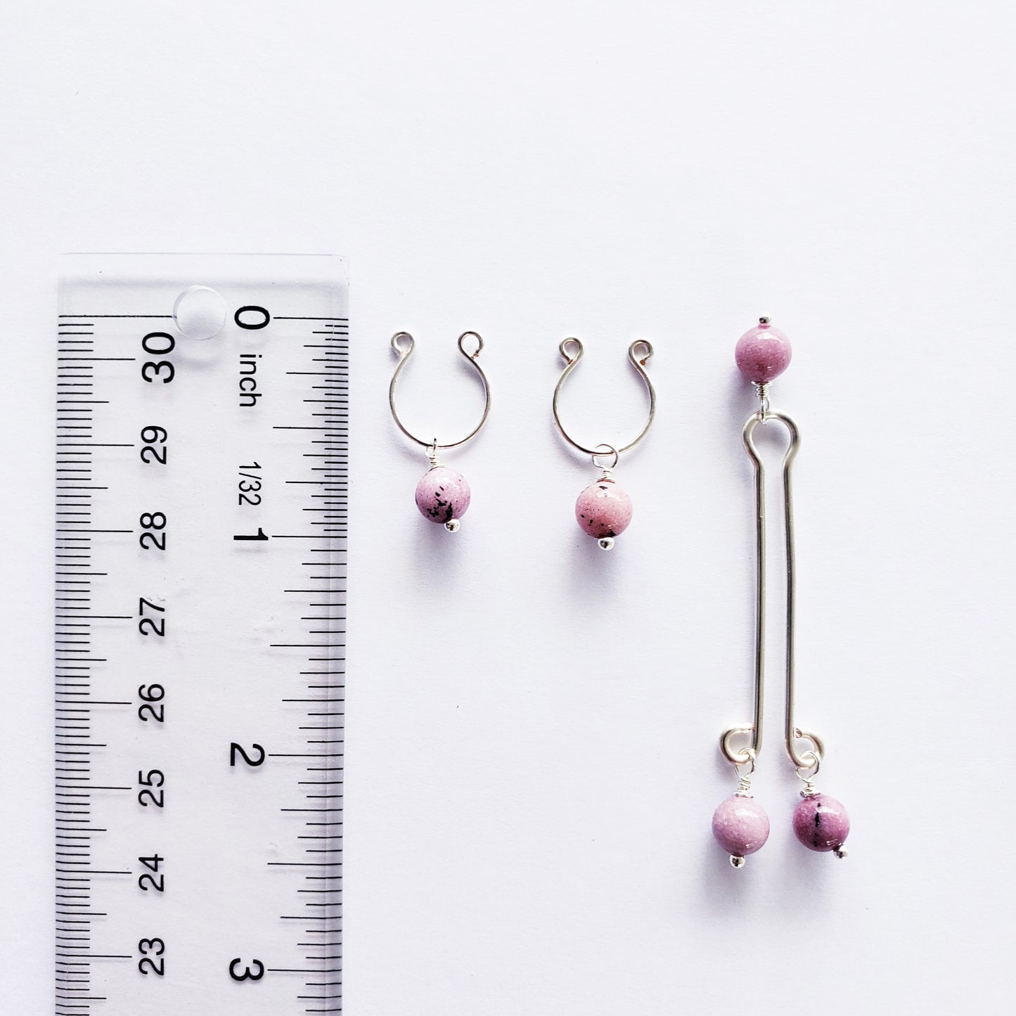 Non Piercing Nipple Rings and Labia Clip with Pink Stone Beads.