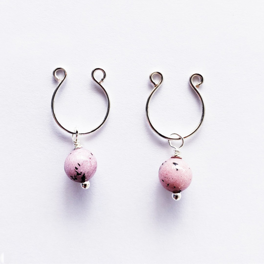 Nipple Rings Non Piercing With Pink Stone Beads. Not Pierced. BDSM Toy