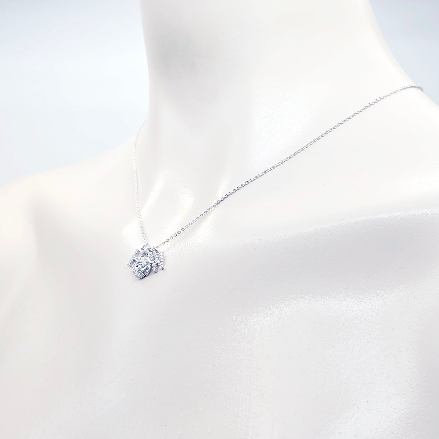 Discreet Hotwife Necklace, Platinum and CZ H W and Rose Pendants. Elegant Gift for Hotwife.
