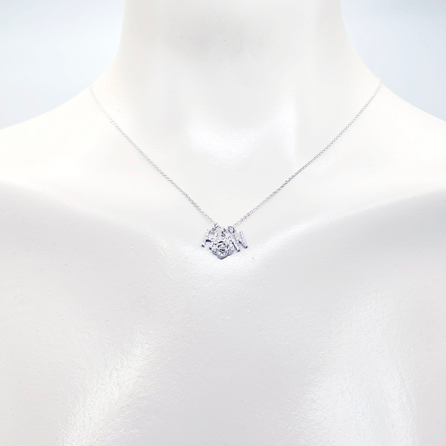 Discreet Hotwife Necklace, Platinum and CZ H W and Rose Pendants. Elegant Gift for Hotwife.