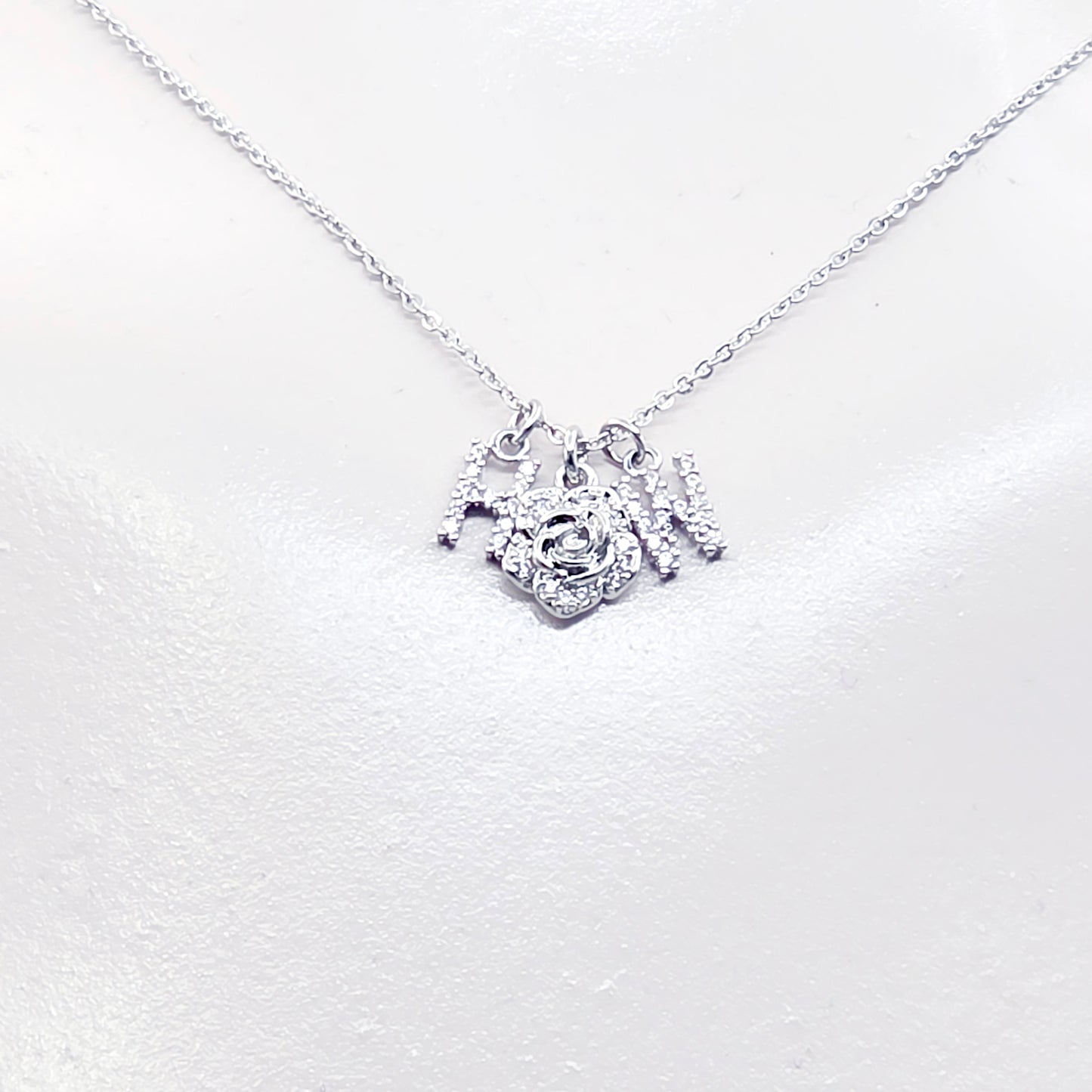 Discreet Hotwife Necklace, Platinum and CZ H W and Rose Pendants. Elegant Gift for Hotwife.