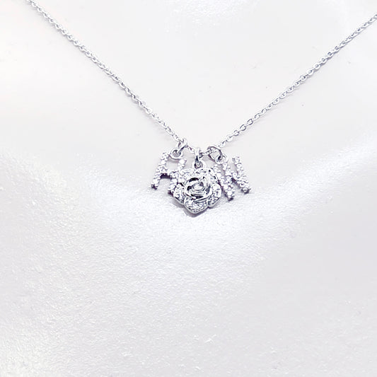 Discreet Hotwife Necklace, Platinum and CZ H W and Rose Pendants. Elegant Gift for Hotwife.