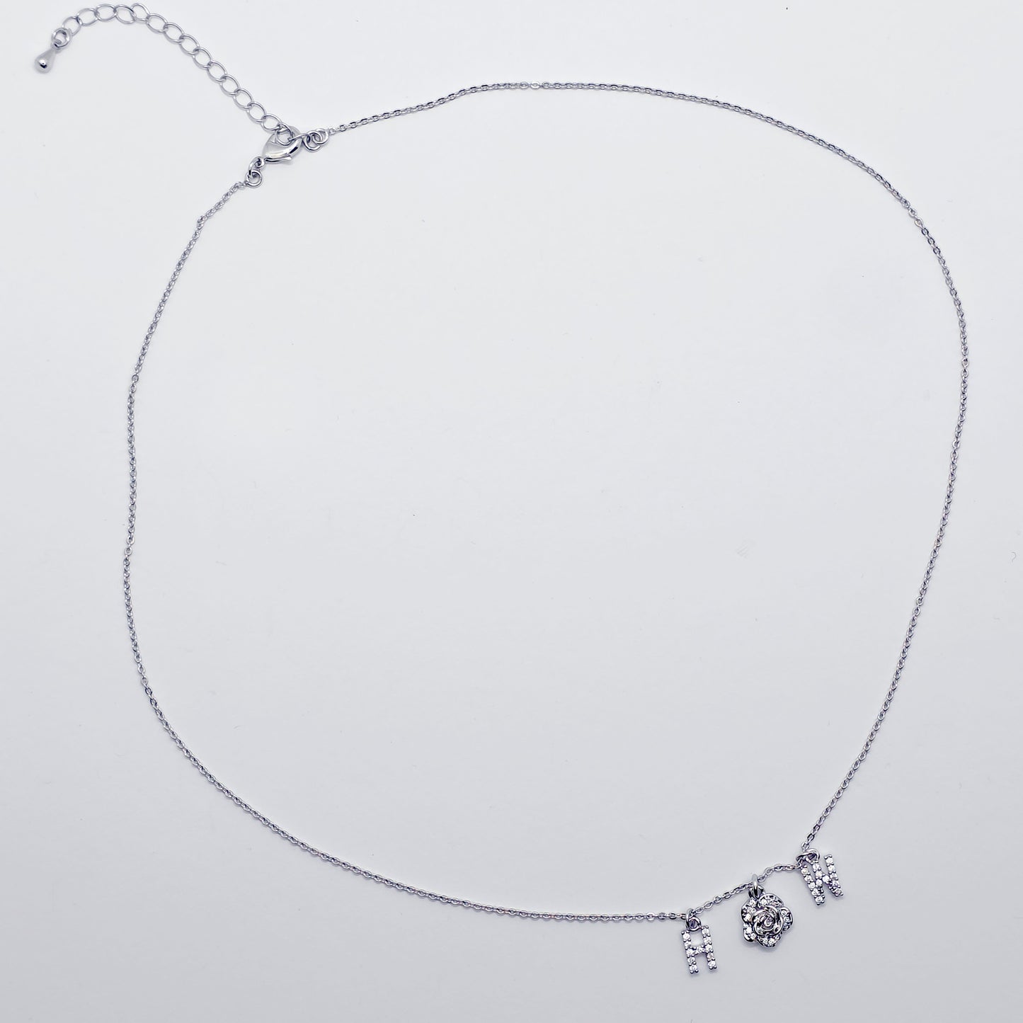 Discreet Hotwife Necklace, Platinum and CZ H W and Rose Pendants. Elegant Gift for Hotwife.