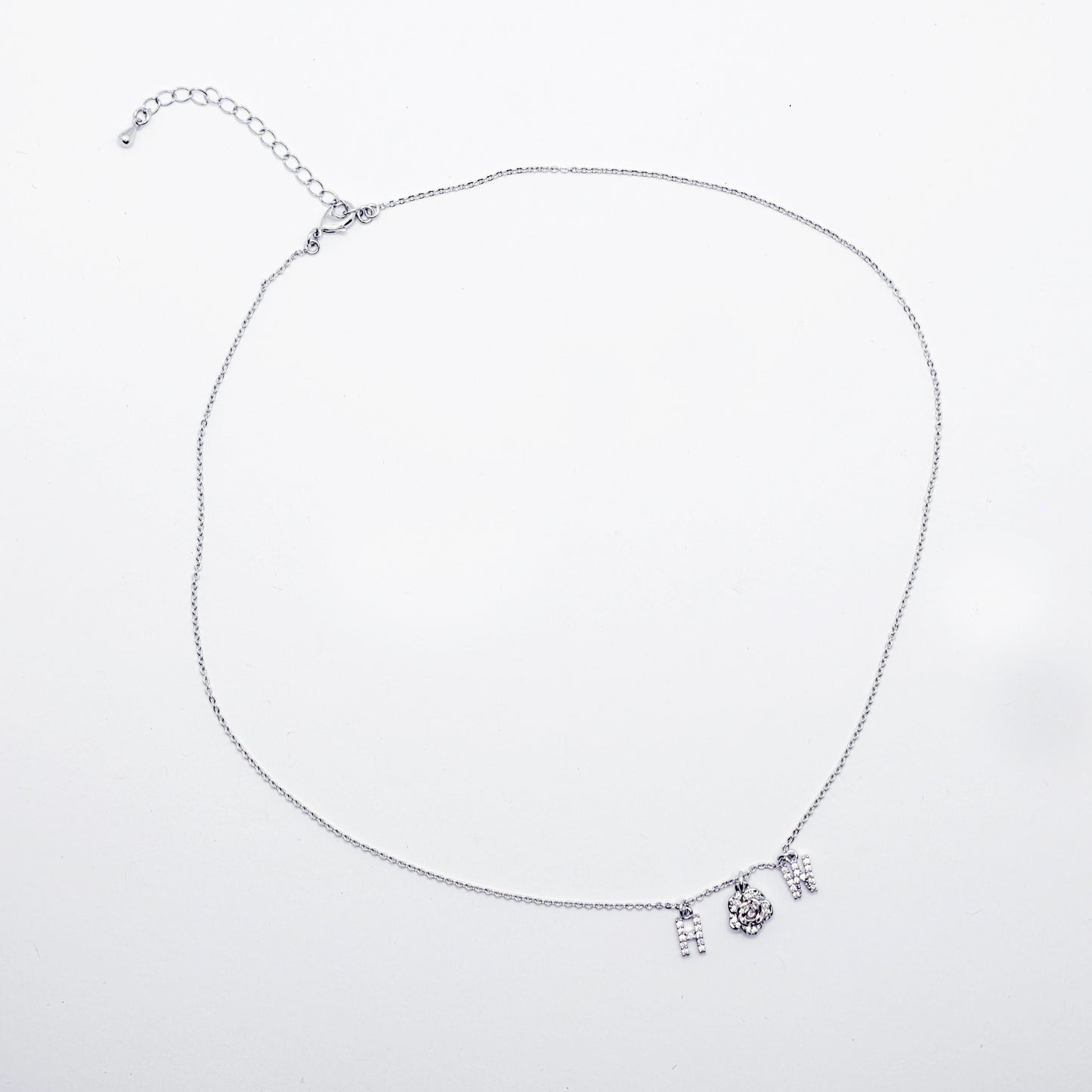 Discreet Hotwife Necklace, Platinum and CZ H W and Rose Pendants. Elegant Gift for Hotwife.