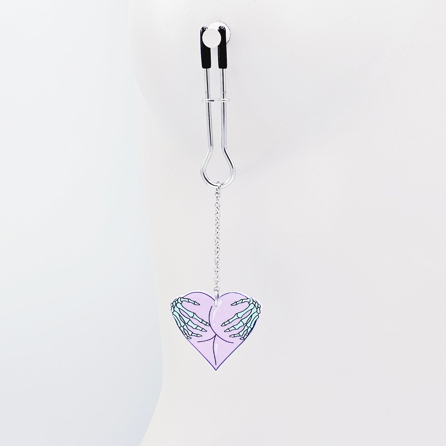 Nipple Clamps with Fun and Spooky Hearts. Straight Tweezer Clamps.