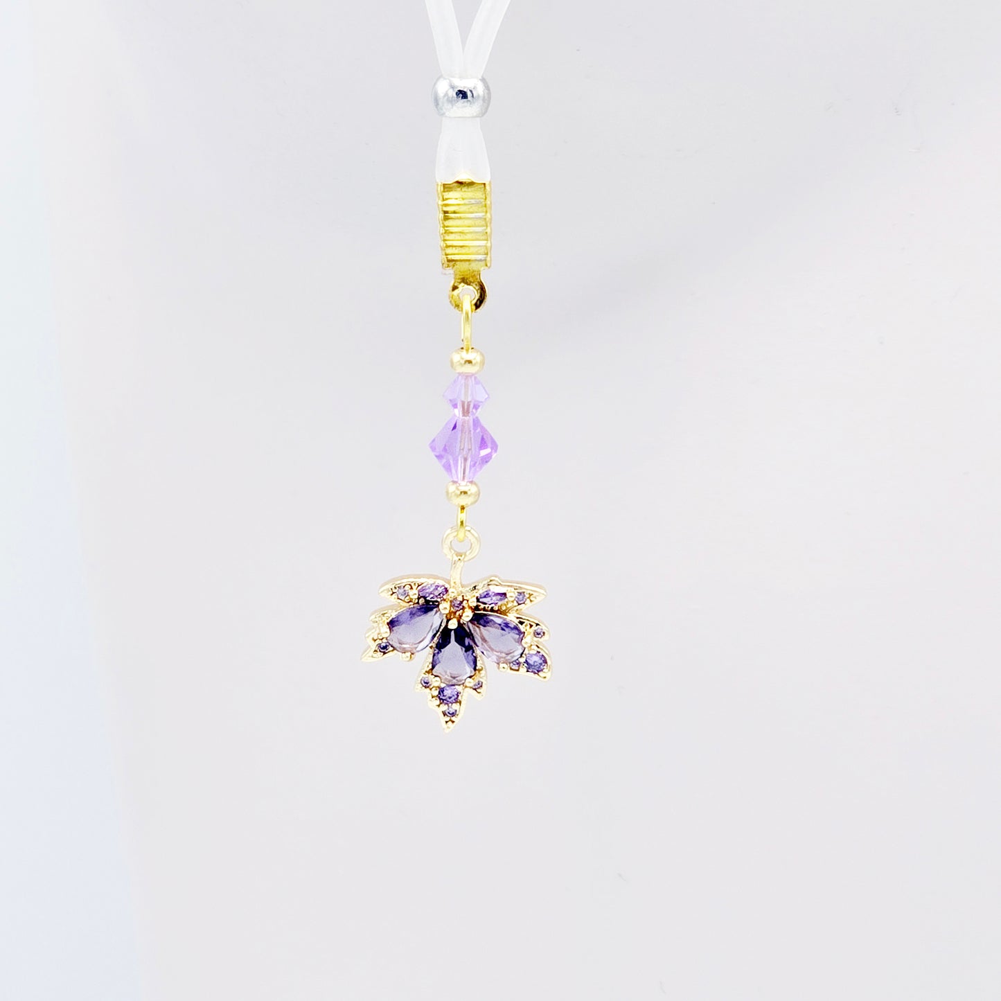 Elegant Non-Piercing Nipple Dangles with Leaves of Gold and Premium Purple Crystals. Choose Nooses or Clamps.