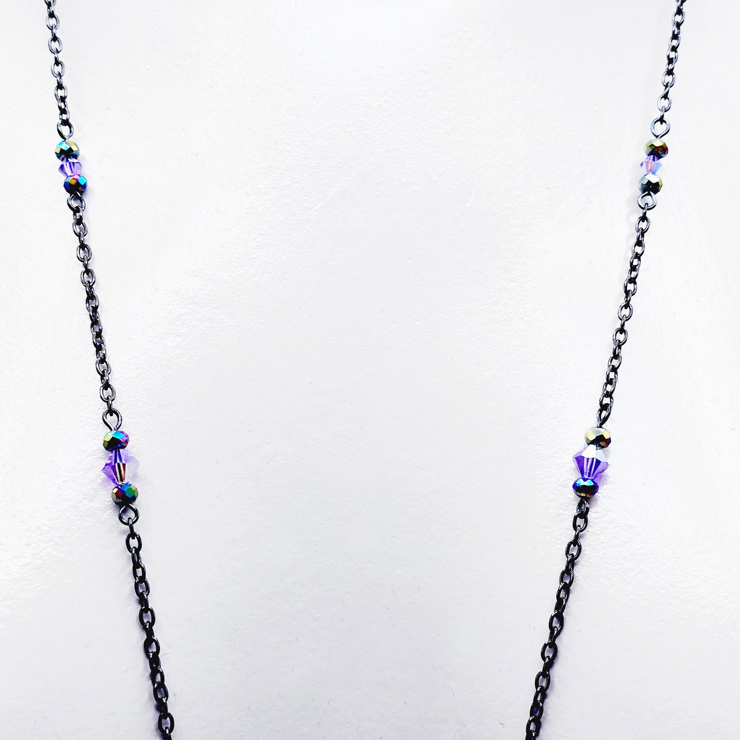 Gunmetal and Purple Backdrop Necklace to Nipple with Flower Dangle and Your Choice of Nipple Attachment.