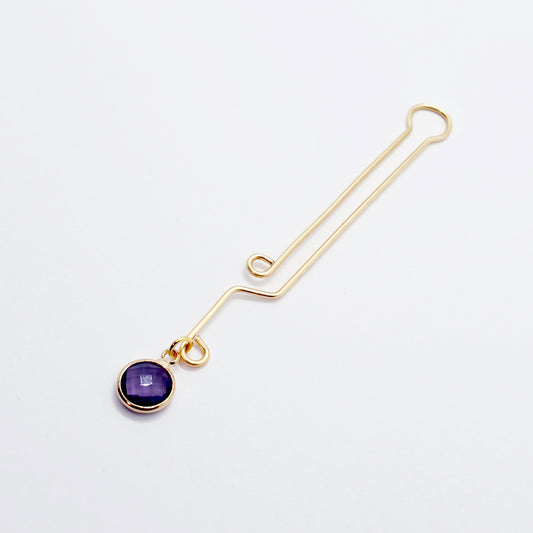 Labia Clip with Purple Crystal. Gold
