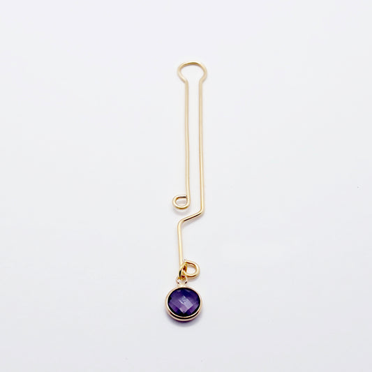 Labia Clip with Purple Crystal. Gold