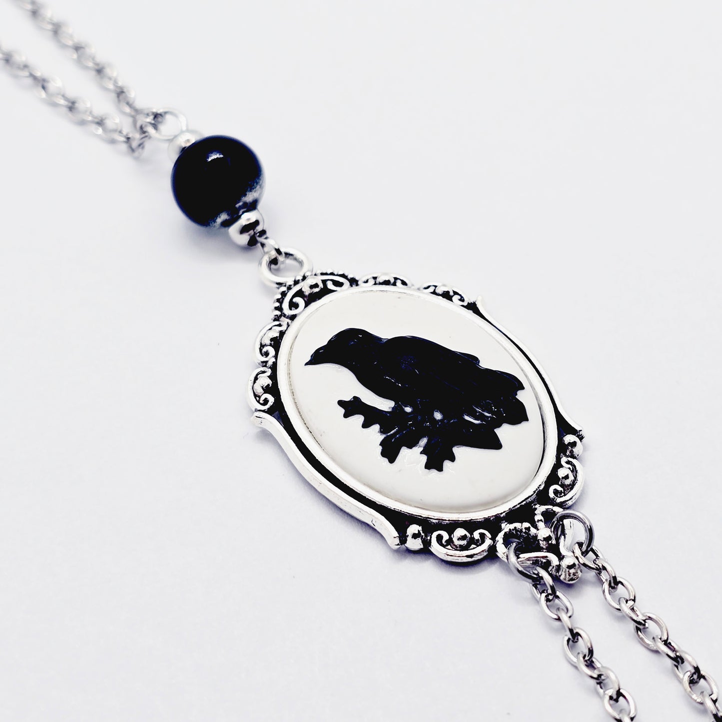 Raven or Black Cat Cameo Necklace to Nipple with Your Choice of Nipple Attachment. Gothic BDSM