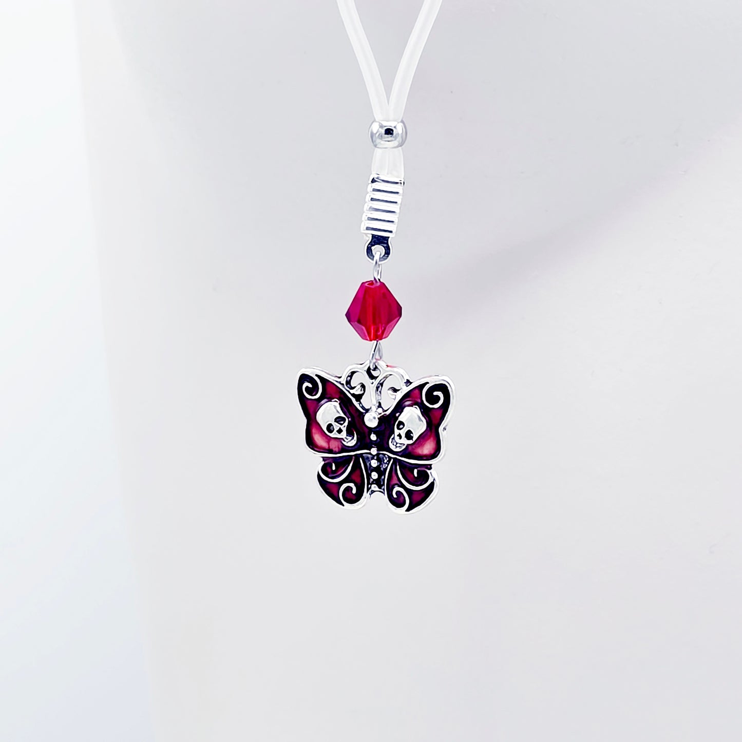 Non-Piercing Nipple Nooses or Clamps with Red Gothic Skull Butterflies and Crystals.