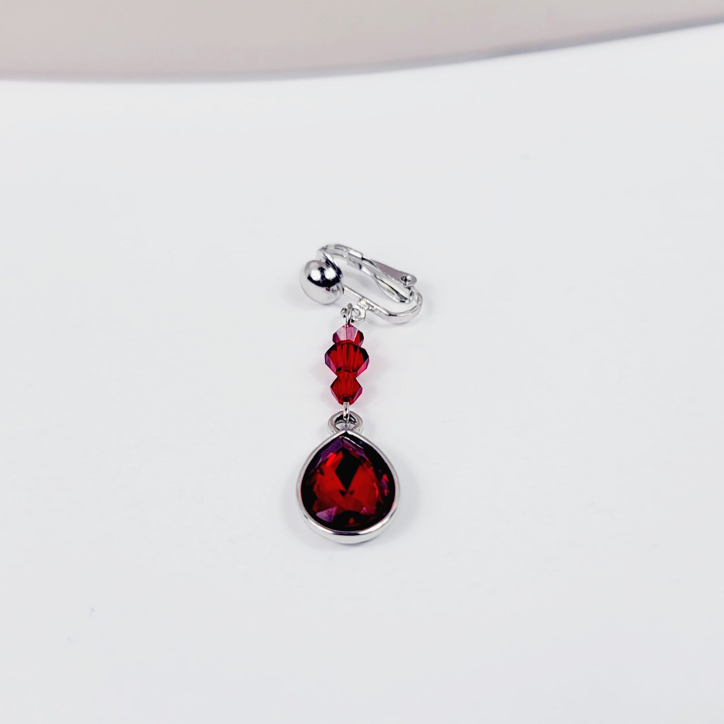 Intimate Body Jewelry Set with Red Gems and Crystals. Non Piercing Nipple Dangles and VCH Clip. MATURE