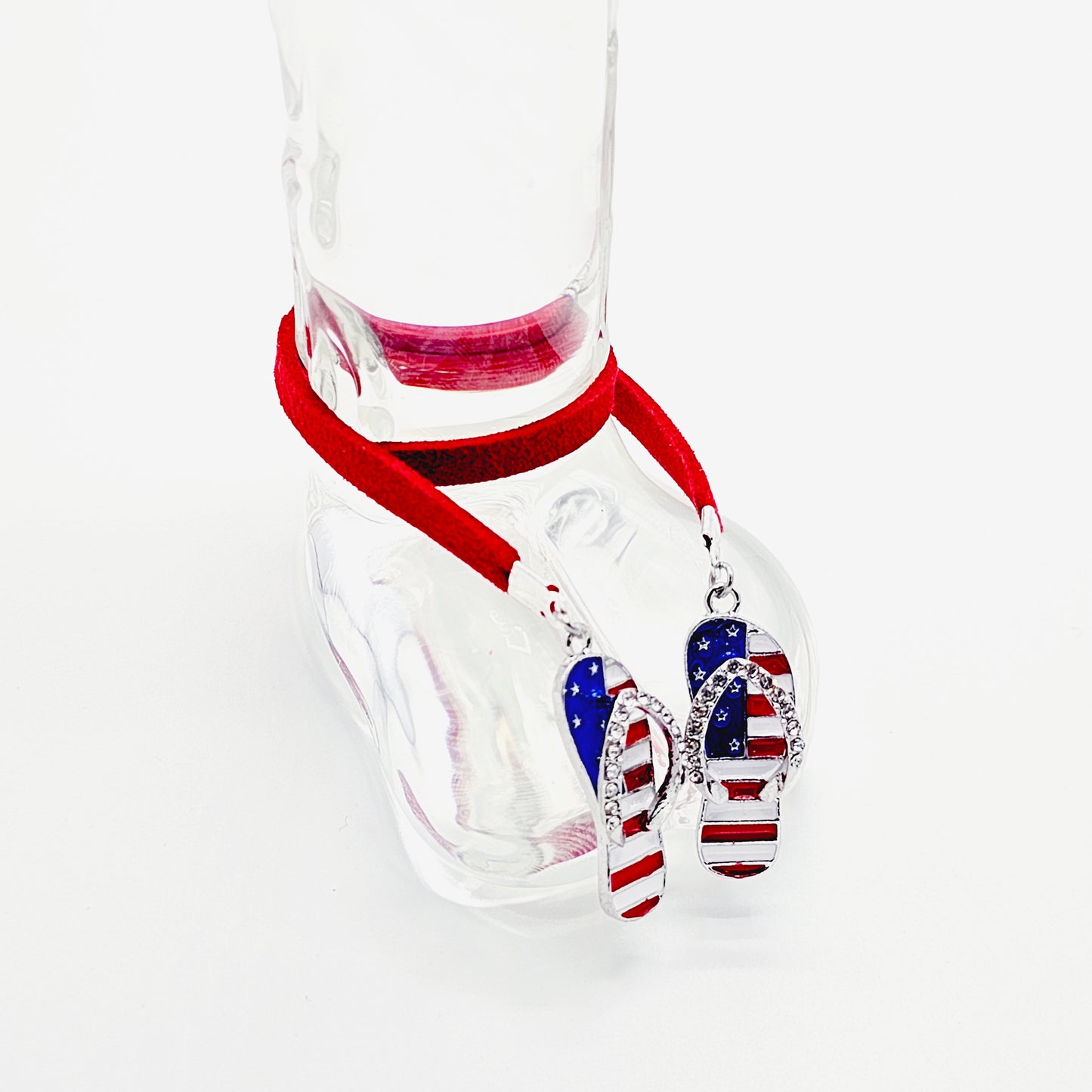 Penis Noose Bracelet with Patriotic Flip Flop Pendants. Fun Genital Jewelry for Men.