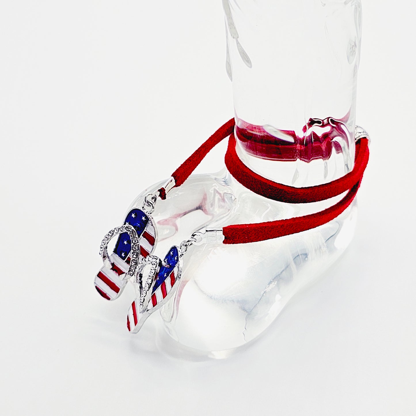 Penis Noose Bracelet with Patriotic Flip Flop Pendants. Fun Genital Jewelry for Men.