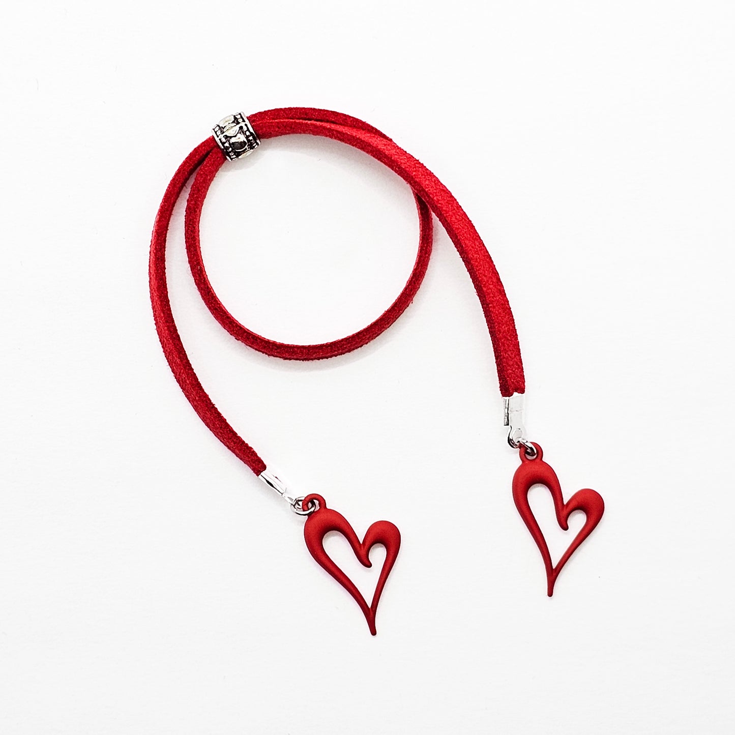 Naughty Penis Jewelry for Men's Valentine's Day Gift. Red Penis Noose with Hearts.