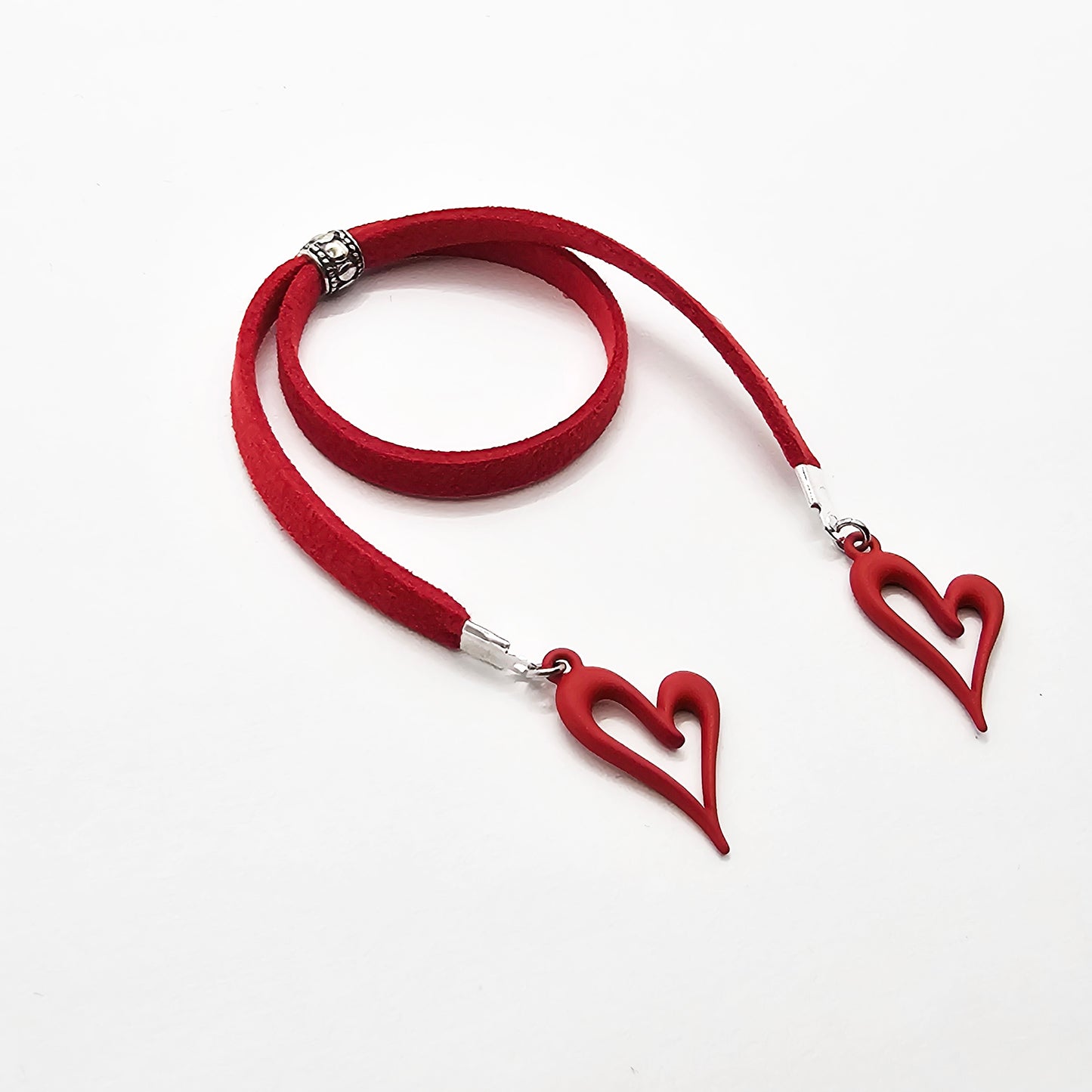 Naughty Penis Jewelry for Men's Valentine's Day Gift. Red Penis Noose with Hearts.