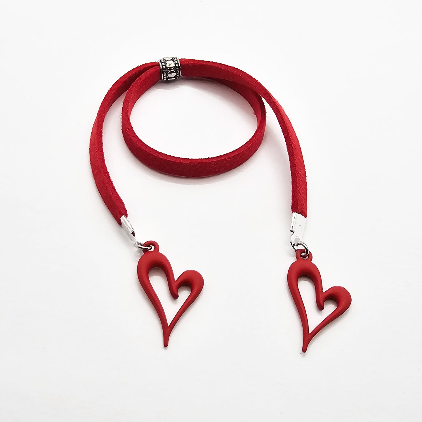 Naughty Penis Jewelry for Men's Valentine's Day Gift. Red Penis Noose with Hearts.