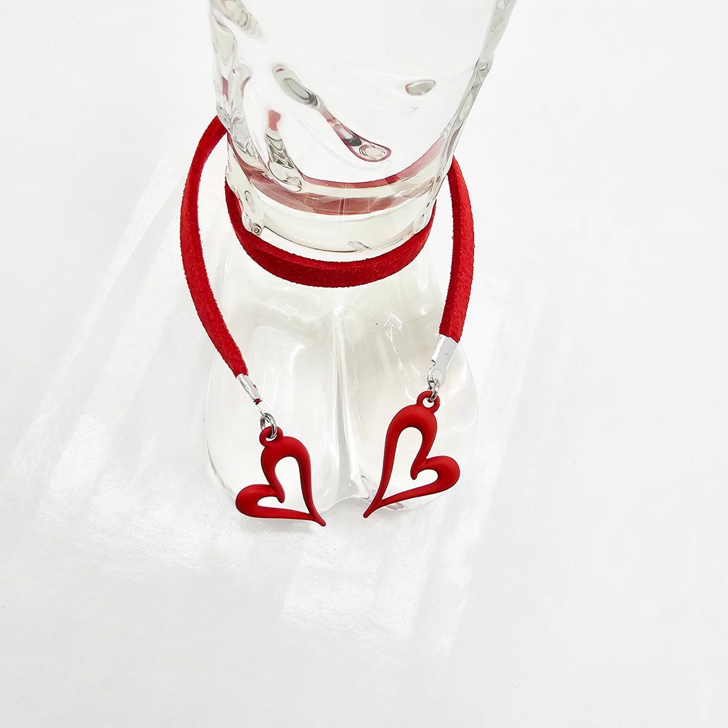 Naughty Penis Jewelry for Men's Valentine's Day Gift. Red Penis Noose with Hearts.