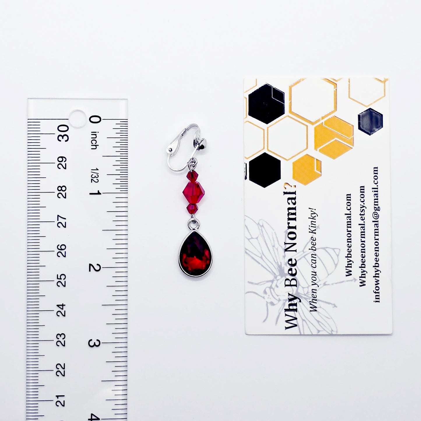 Red Crystal and Teardrop Gem VCH Clip