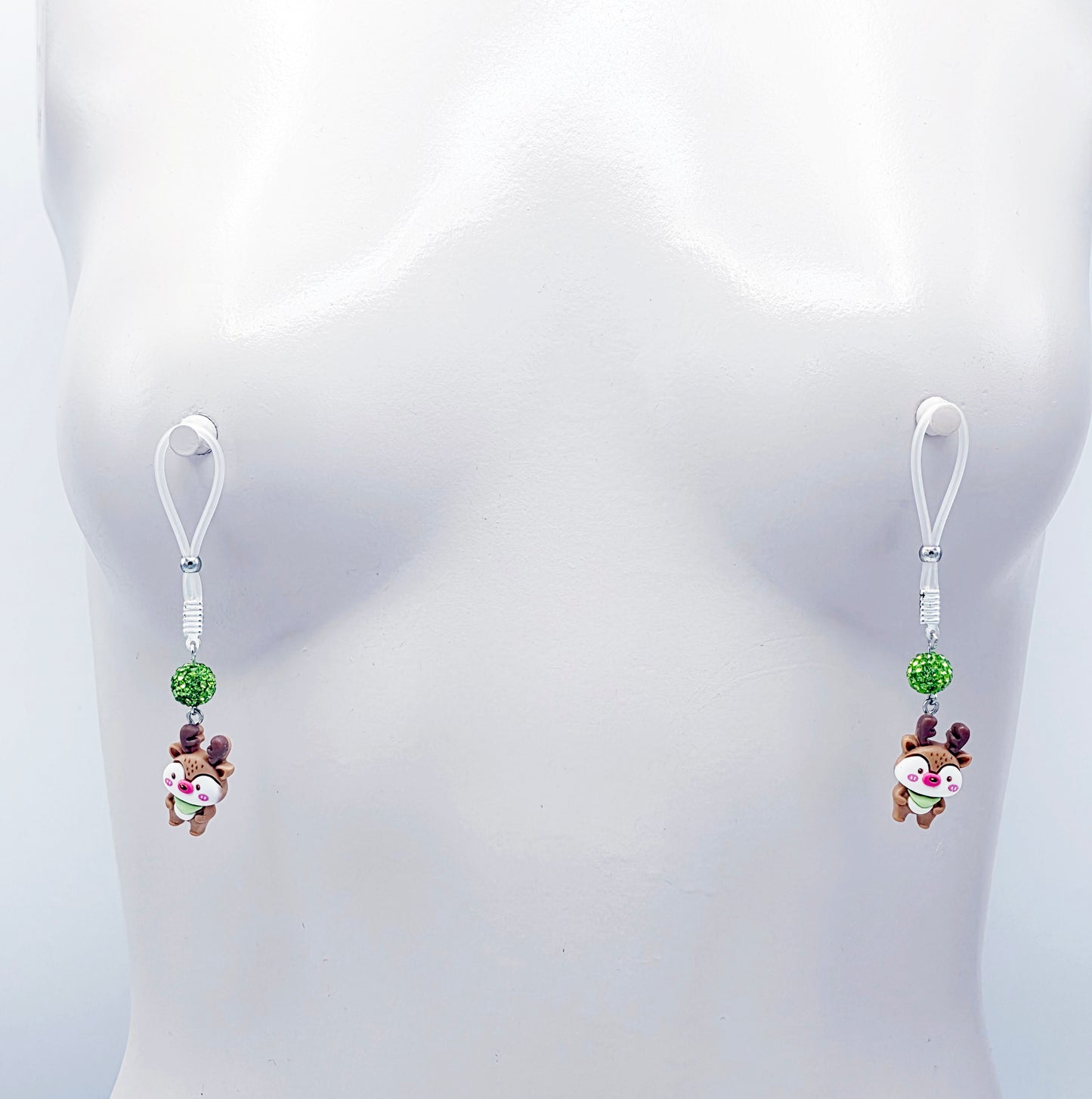 Reindeer Nipple Nooses or Clamps. Cute and Kinky Holiday Nipple Jewelry