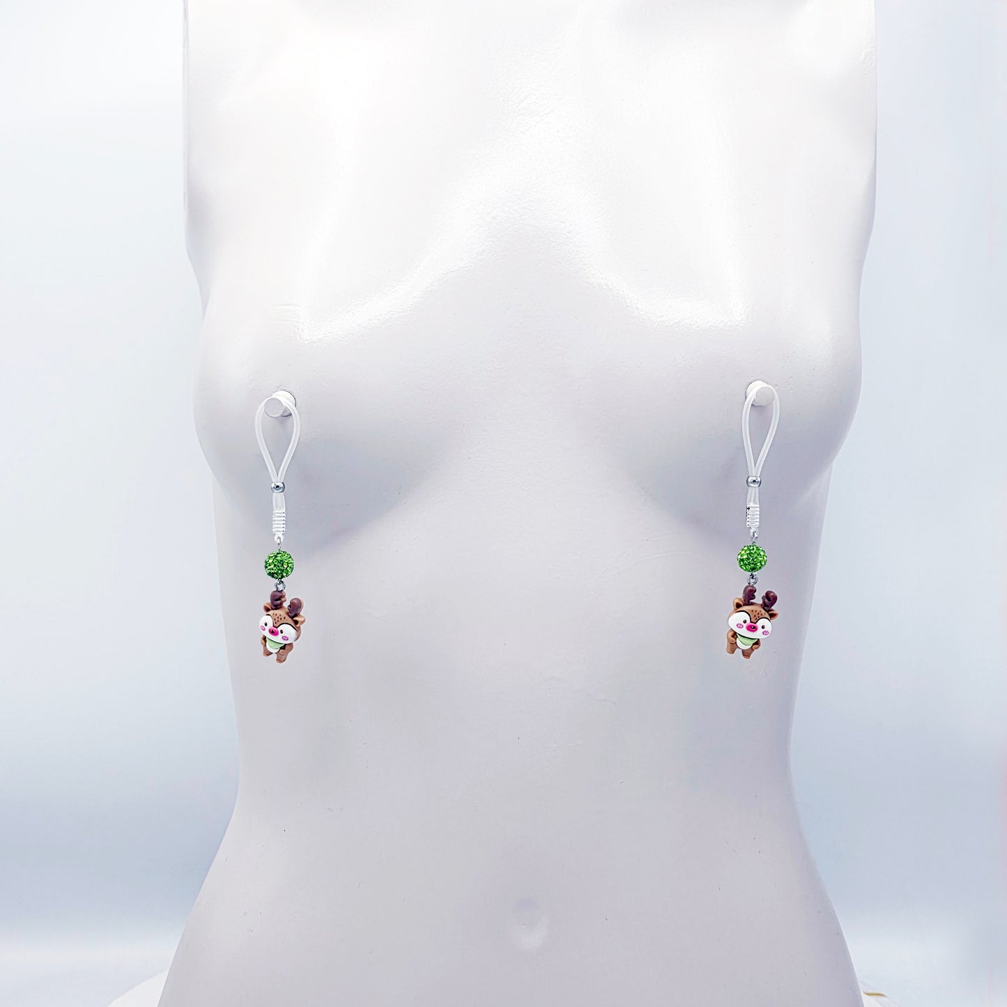 Reindeer Nipple Nooses or Clamps. Cute and Kinky Holiday Nipple Jewelry