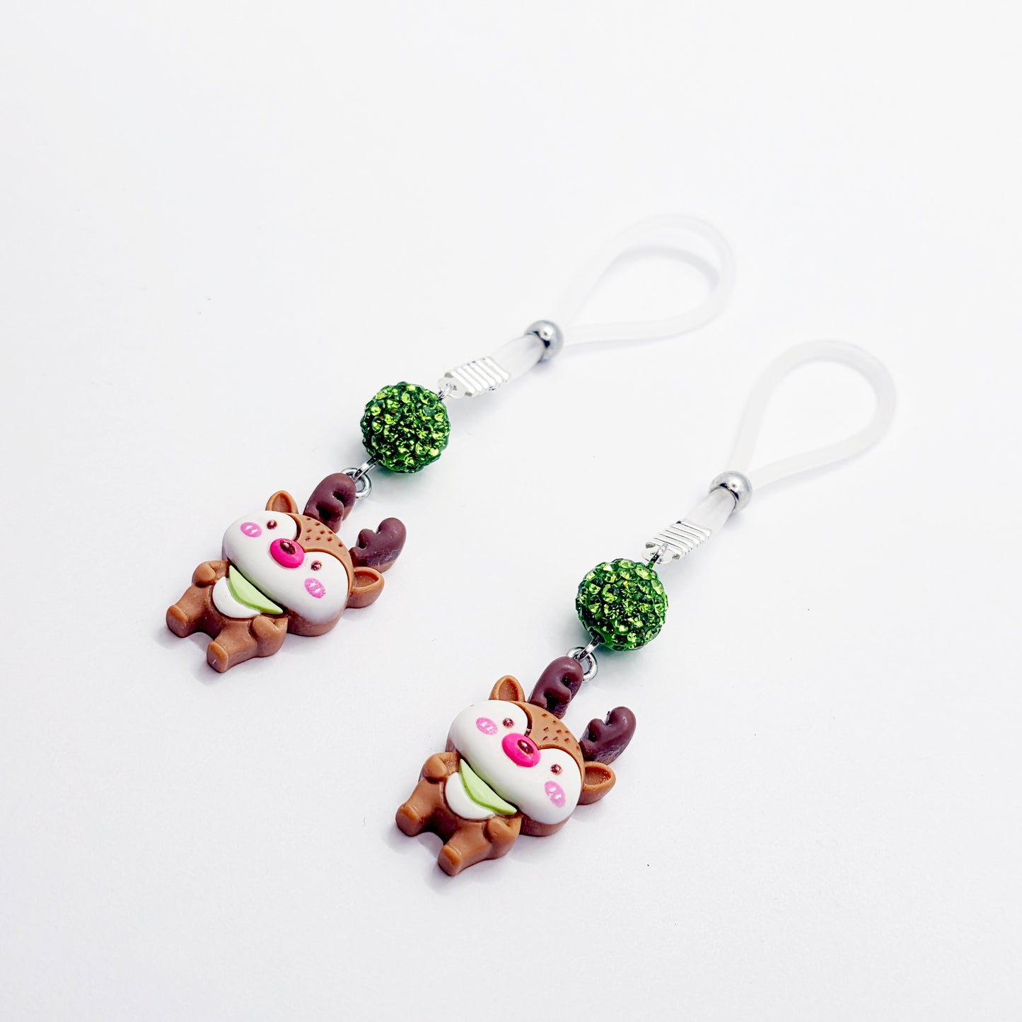 Reindeer Nipple Nooses or Clamps. Cute and Kinky Holiday Nipple Jewelry