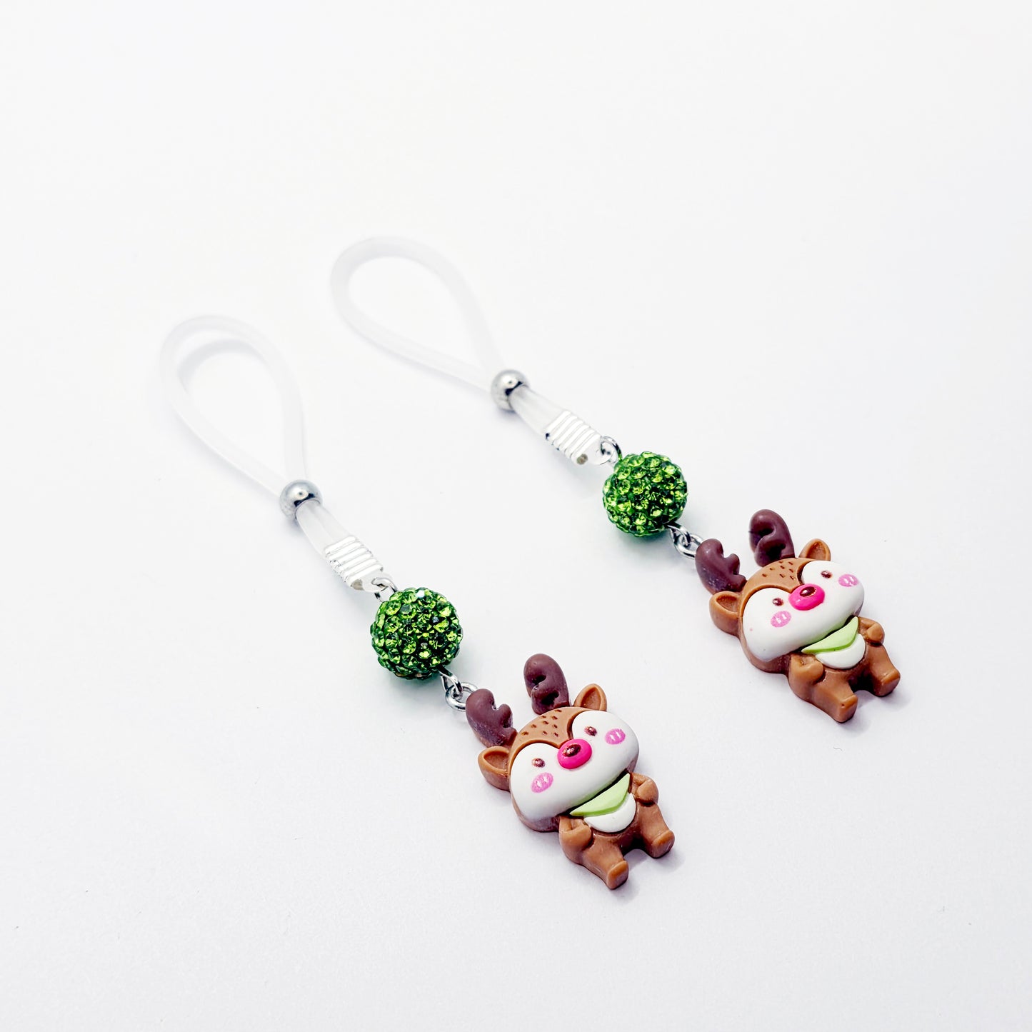 Reindeer Nipple Nooses or Clamps. Cute and Kinky Holiday Nipple Jewelry