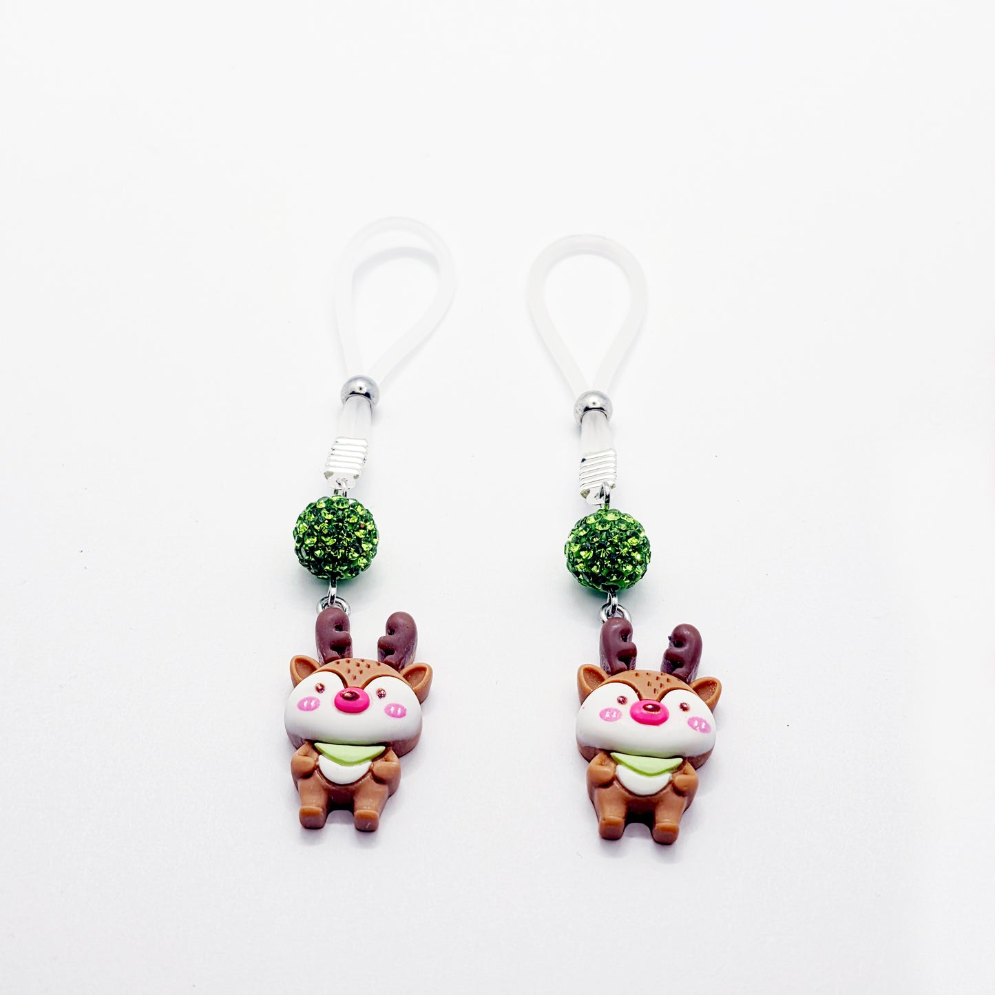 Reindeer Nipple Nooses or Clamps. Cute and Kinky Holiday Nipple Jewelry