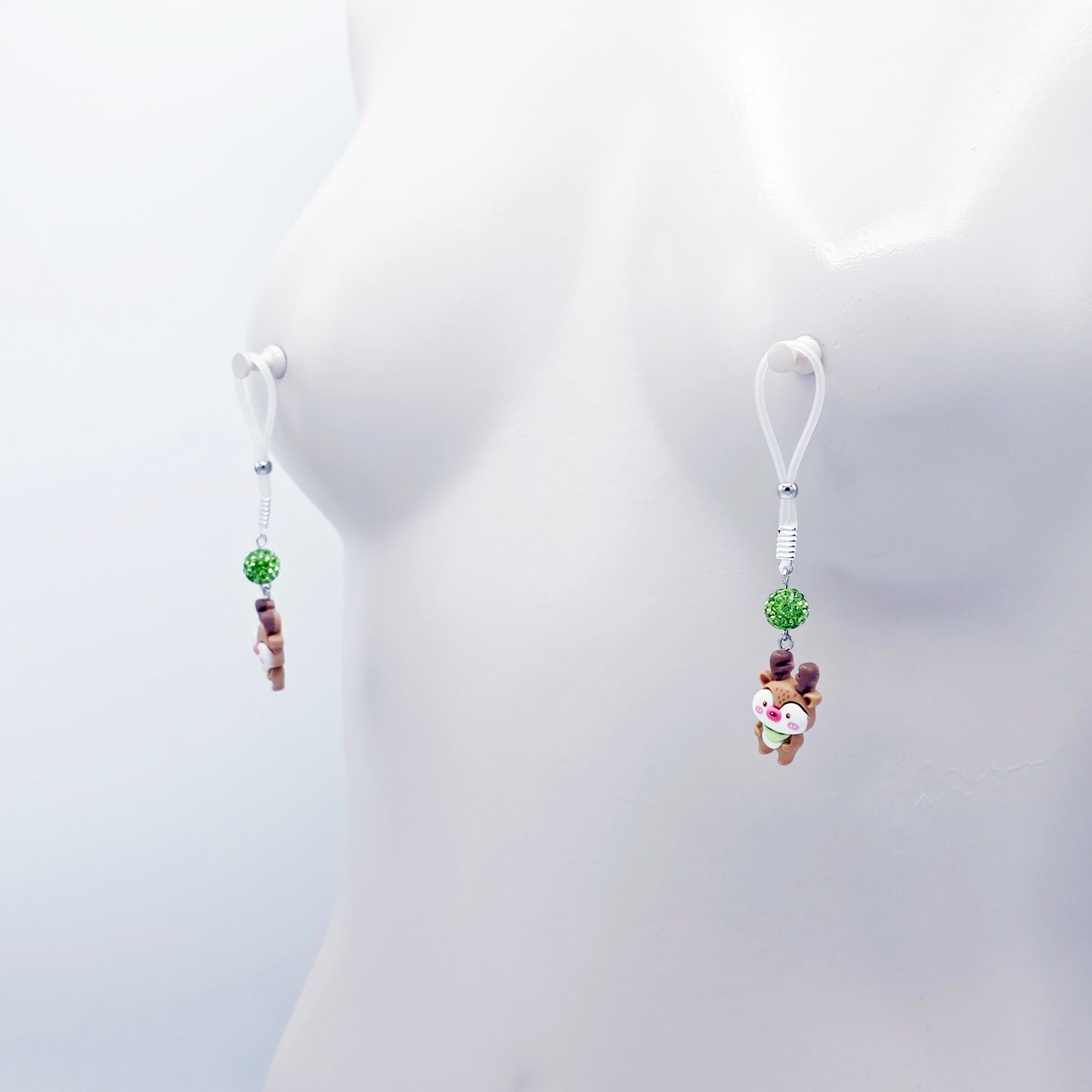 Reindeer Nipple Nooses or Clamps. Cute and Kinky Holiday Nipple Jewelry