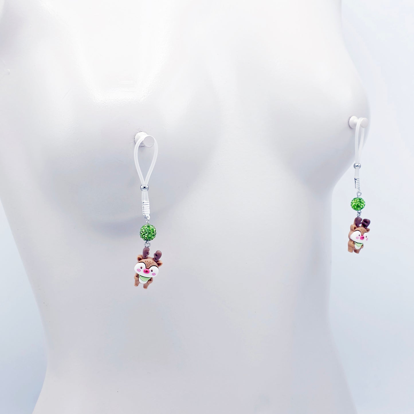 Reindeer Nipple Nooses or Clamps. Cute and Kinky Holiday Nipple Jewelry