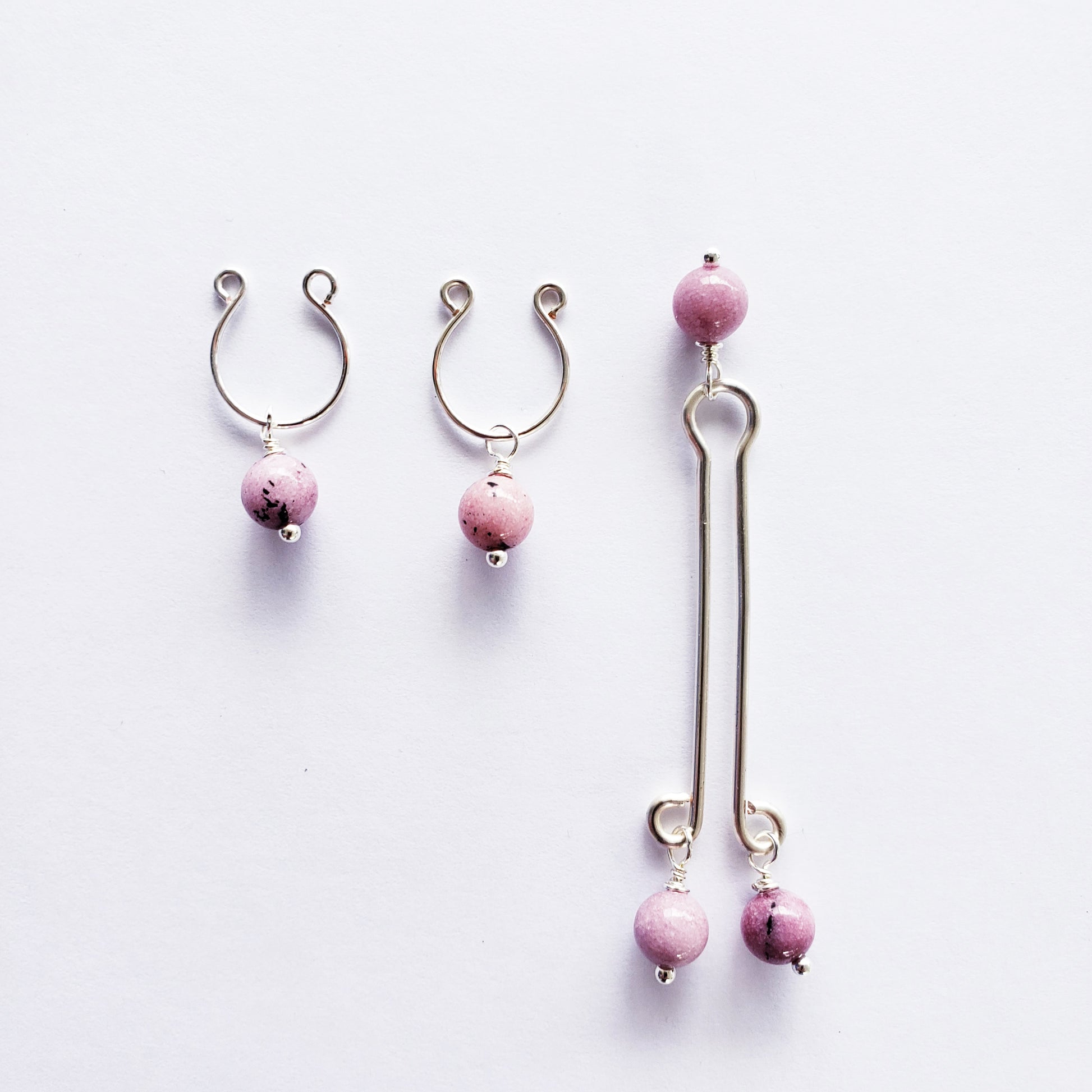 Pink Stone Nipple Rings and Labia Clip