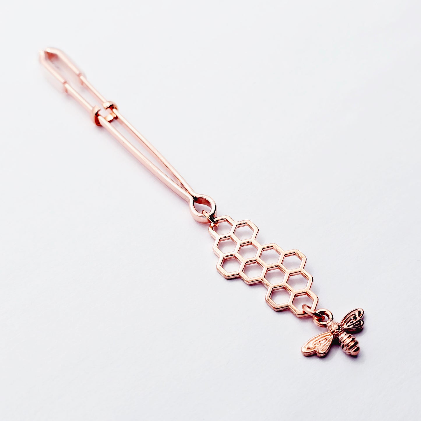 Clit Clamp for Clitoral Stimulation. Rose Gold with Bee and Honeycomb. BDSM Sex Toy for Women.