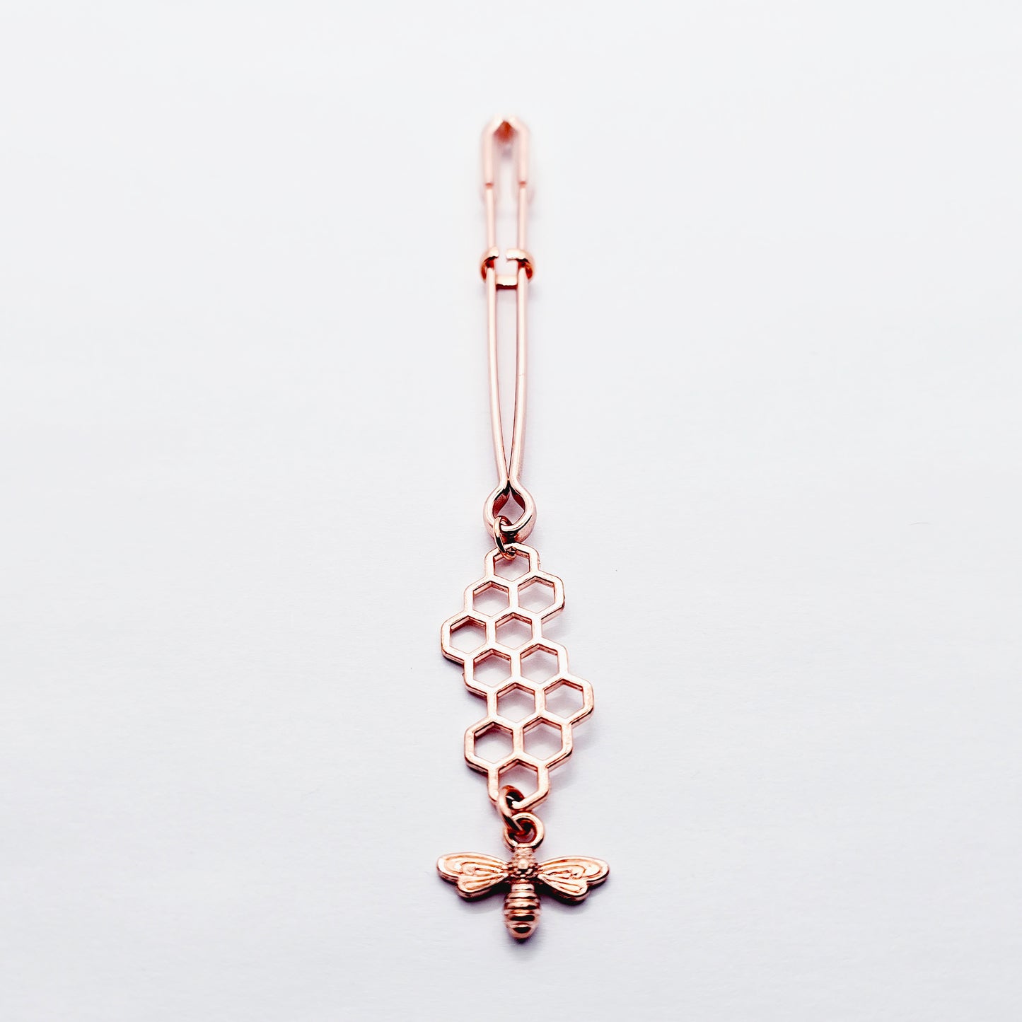 Clit Clamp for Clitoral Stimulation. Rose Gold with Bee and Honeycomb. BDSM Sex Toy for Women.