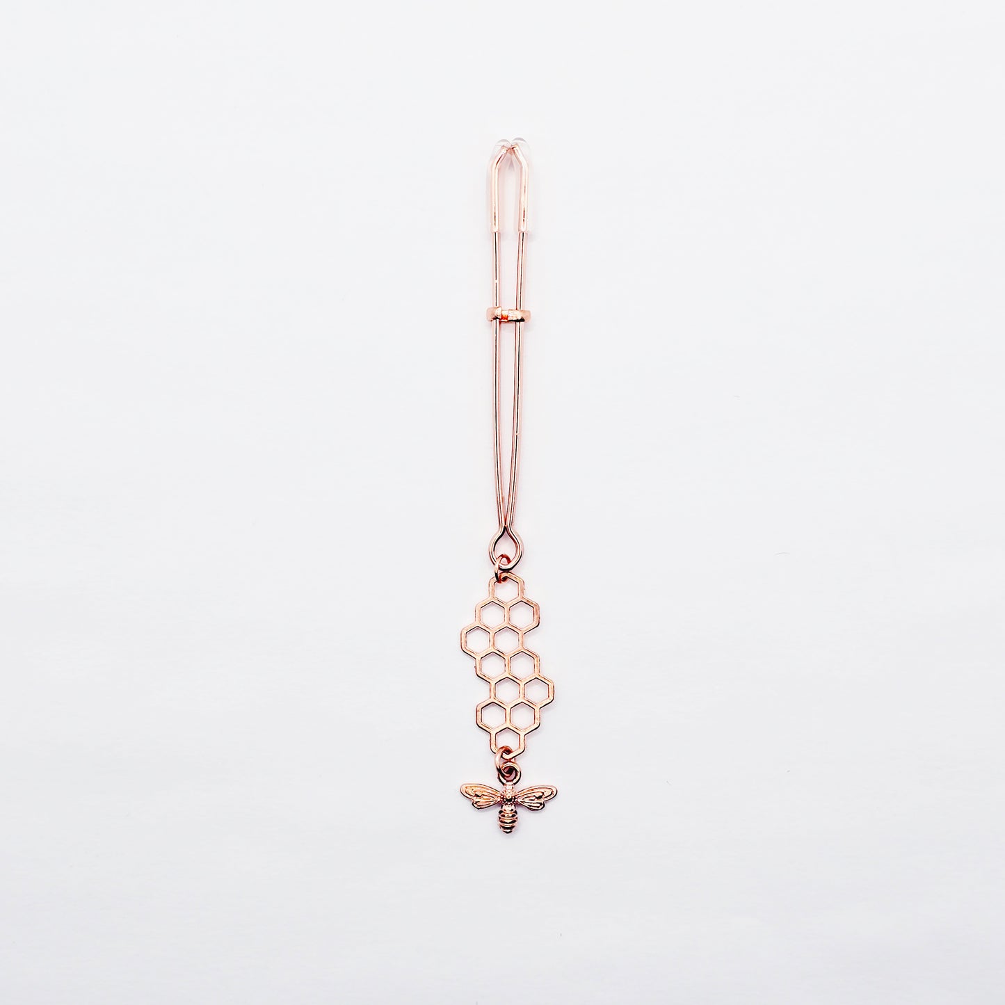 Clit Clamp for Clitoral Stimulation. Rose Gold with Bee and Honeycomb. BDSM Sex Toy for Women.