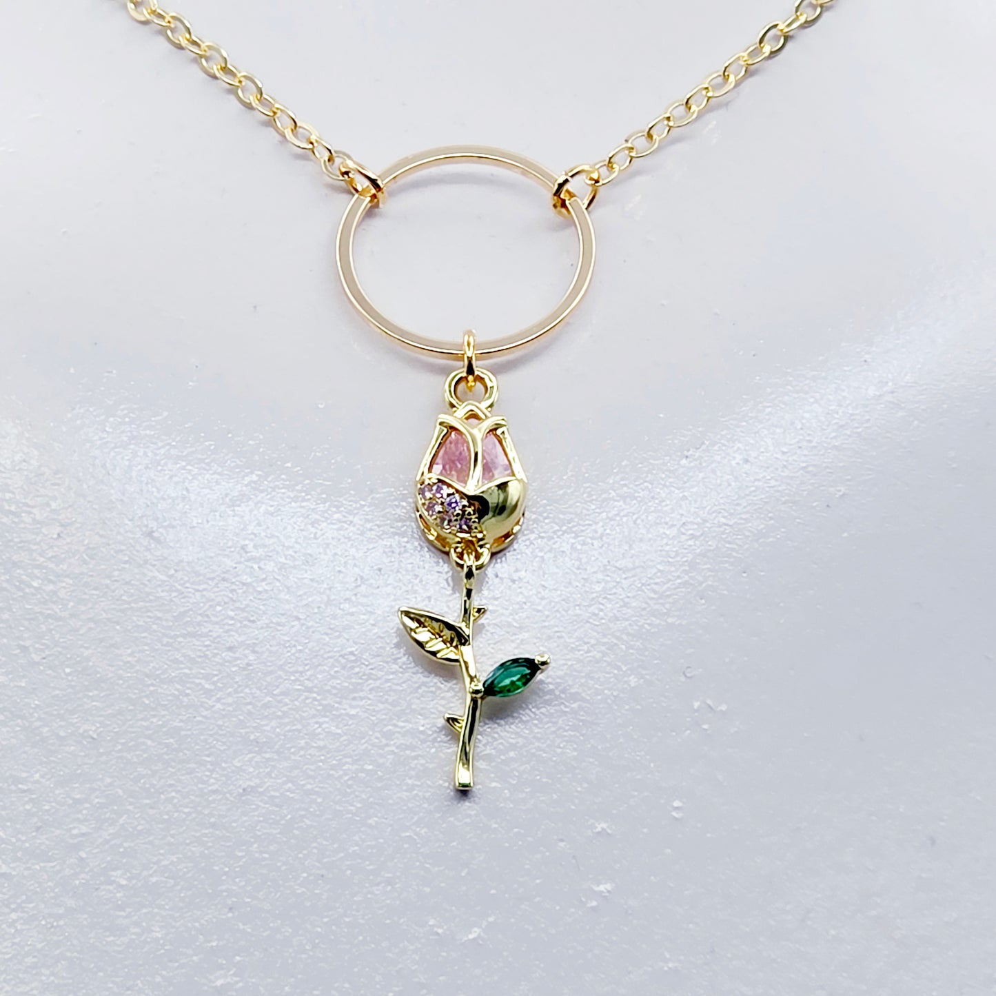 Gold Day Collar for BDSM Submissive, 18K Gold and CZ Tulip Circle of O Discreet Day Collar for Sub