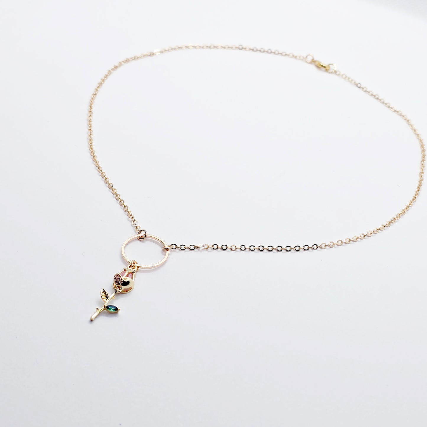 Gold Day Collar for BDSM Submissive, 18K Gold and CZ Tulip Circle of O Discreet Day Collar for Sub