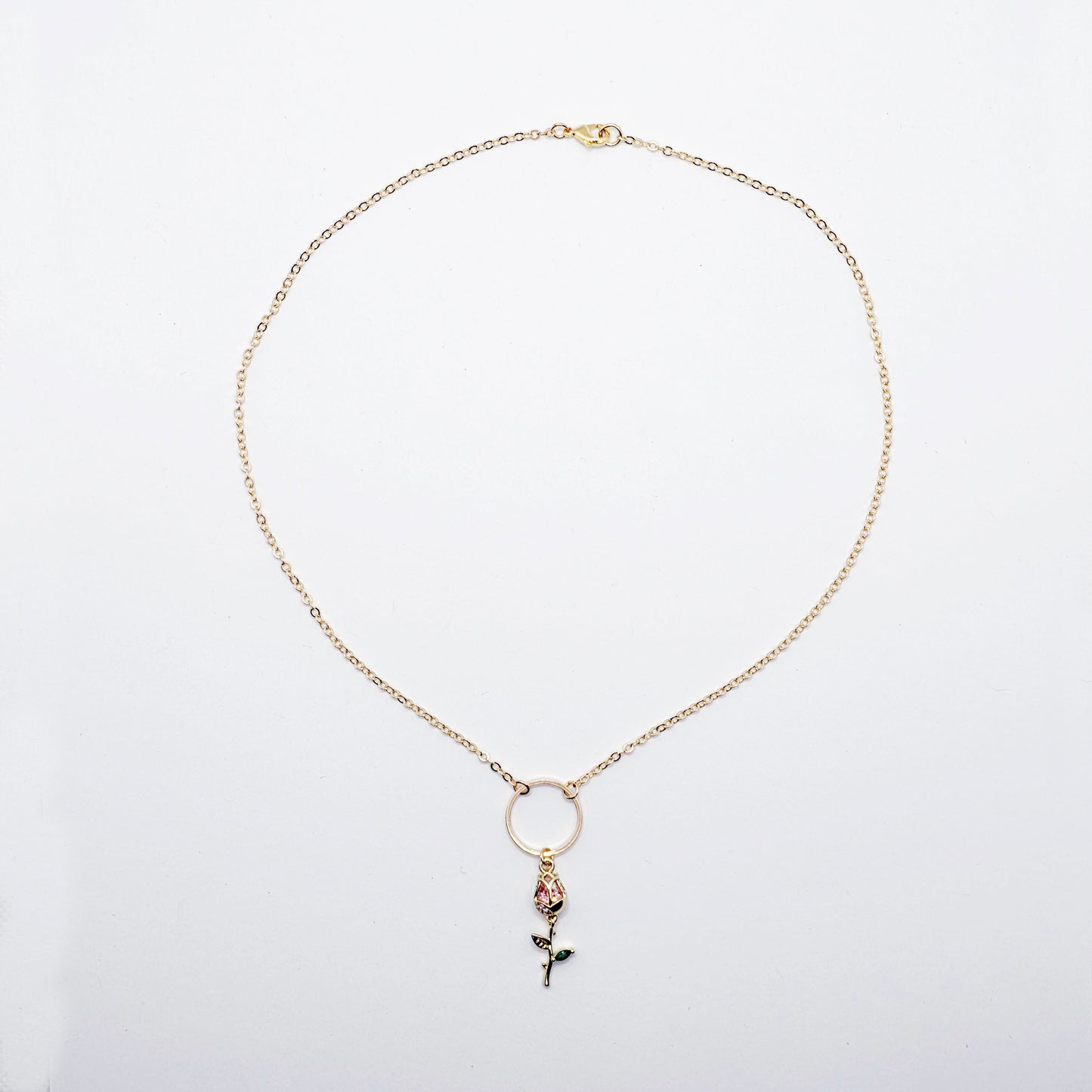 Gold Day Collar for BDSM Submissive, 18K Gold and CZ Tulip Circle of O Discreet Day Collar for Sub