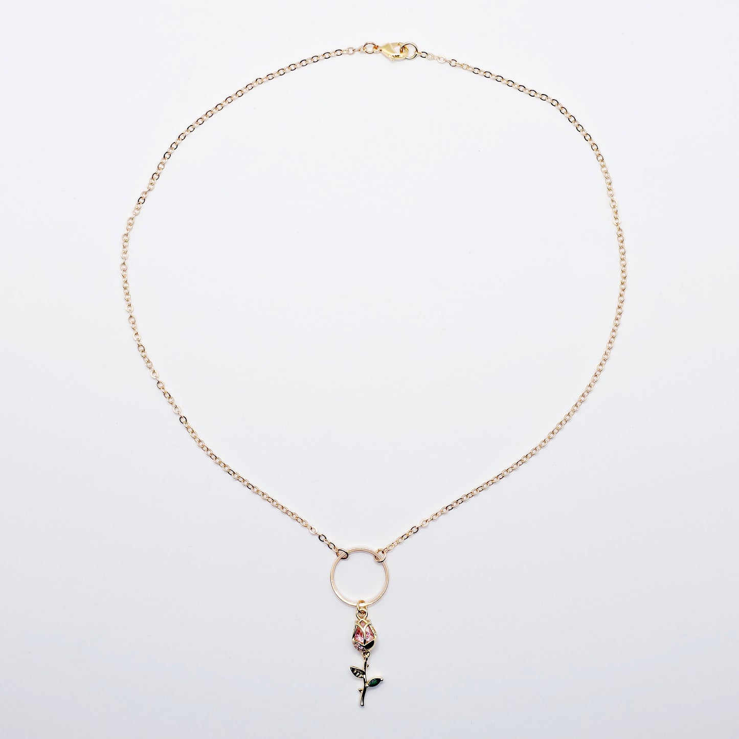 Gold Day Collar for BDSM Submissive, 18K Gold and CZ Tulip Circle of O Discreet Day Collar for Sub