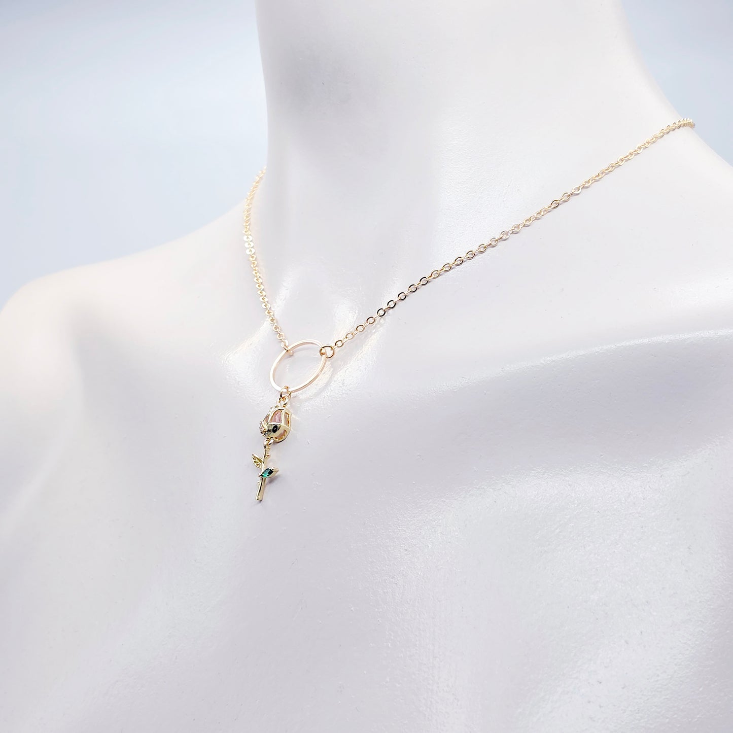 Gold Day Collar for BDSM Submissive, 18K Gold and CZ Tulip Circle of O Discreet Day Collar for Sub