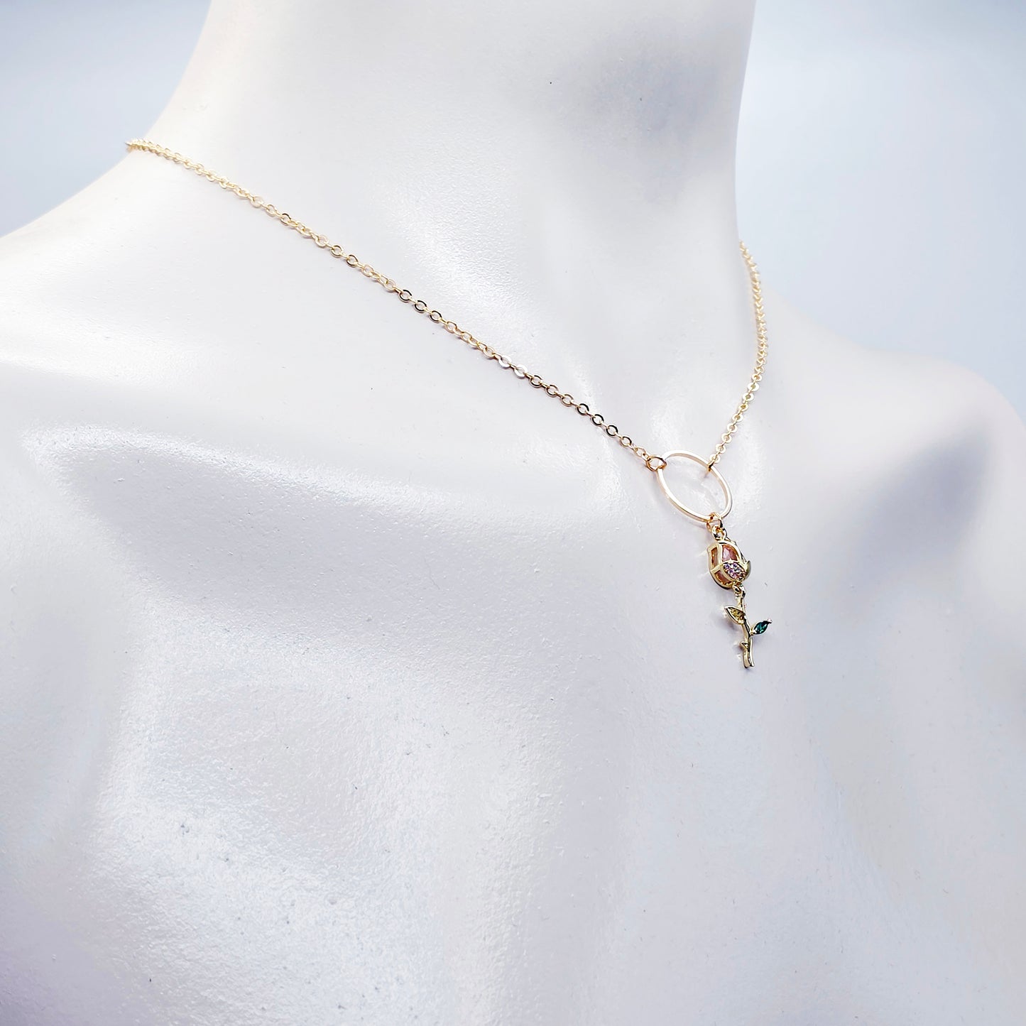 Gold Day Collar for BDSM Submissive, 18K Gold and CZ Tulip Circle of O Discreet Day Collar for Sub