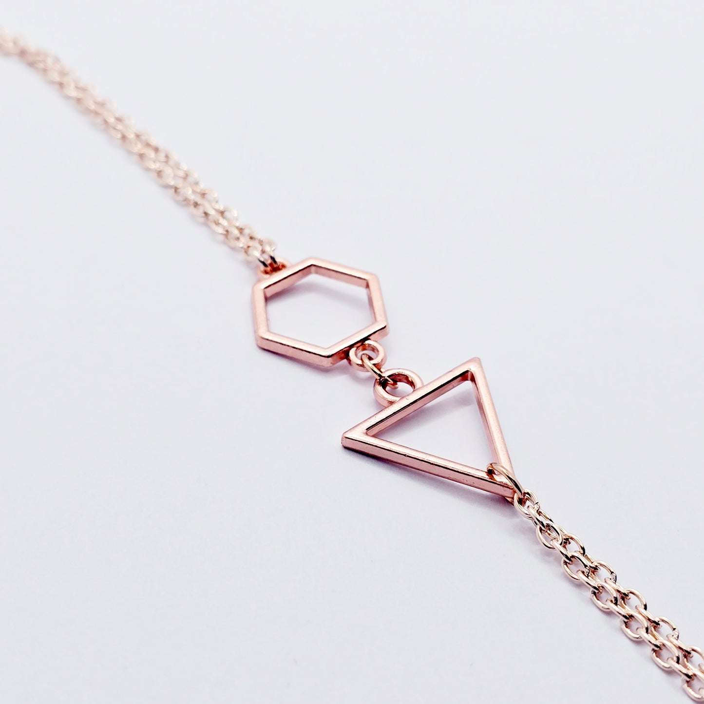 Necklace to Nipple, Rose Gold Geometric, with Nipple Chains.  Non-Piercing or Use with pierced or Nipple Clamps