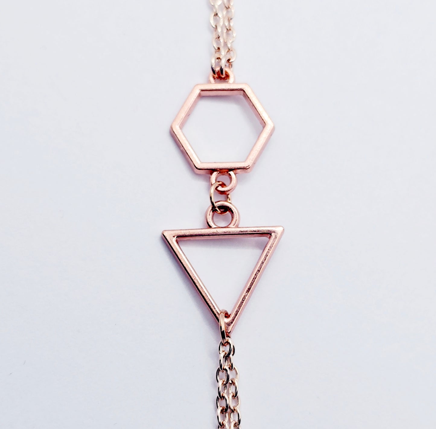 Necklace to Nipple, Rose Gold Geometric, with Nipple Chains.  Non-Piercing or Use with pierced or Nipple Clamps