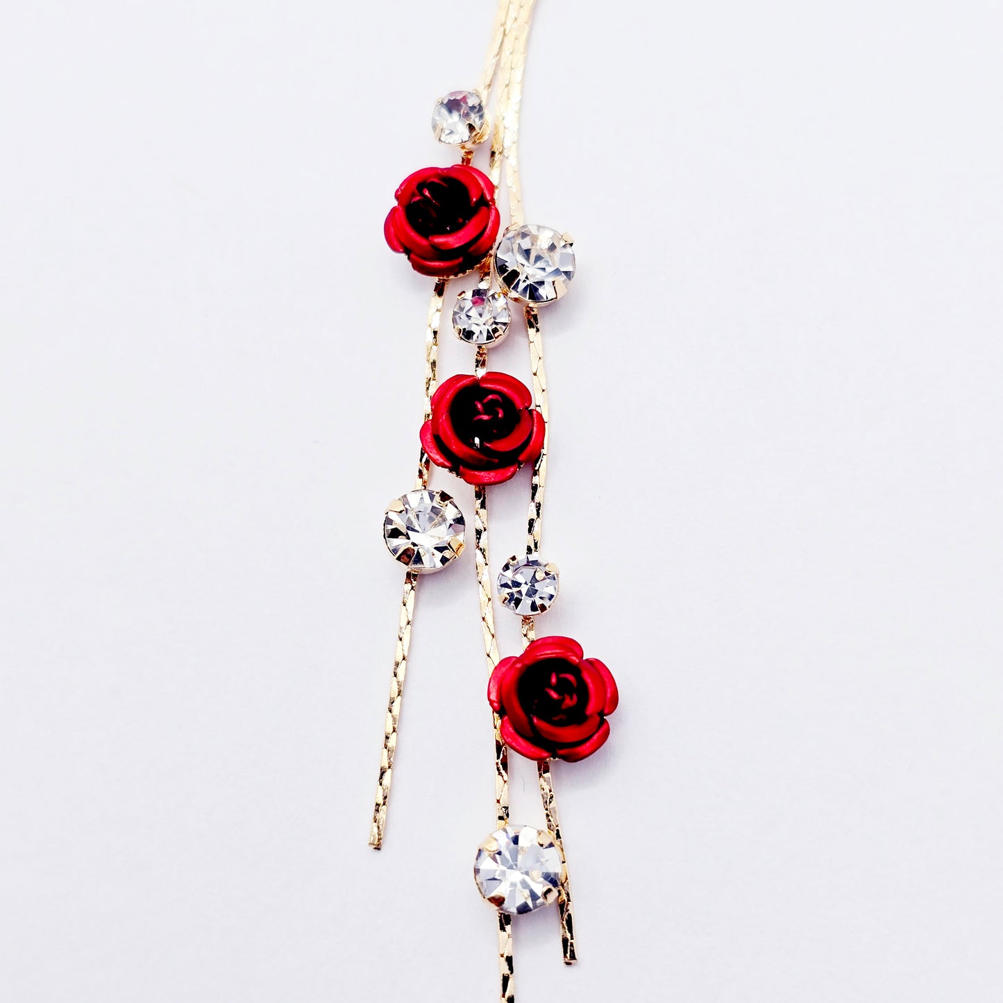 Fake Nipple Piercings or Clamps. 18K Gold and Red Rose Nipple Dangles on Nipple Nooses or Nipple Clamps. MATURE Body Jewelry