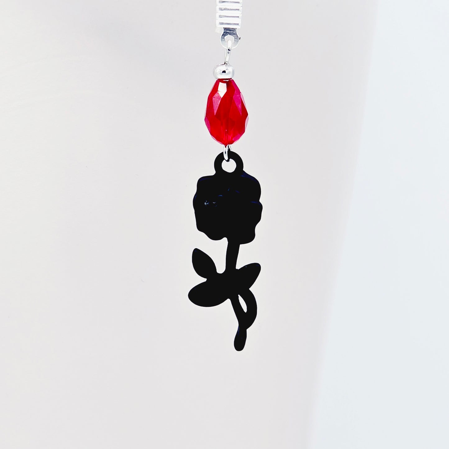 Black and Red Rose Nipple Nooses or Nipple Clamps.