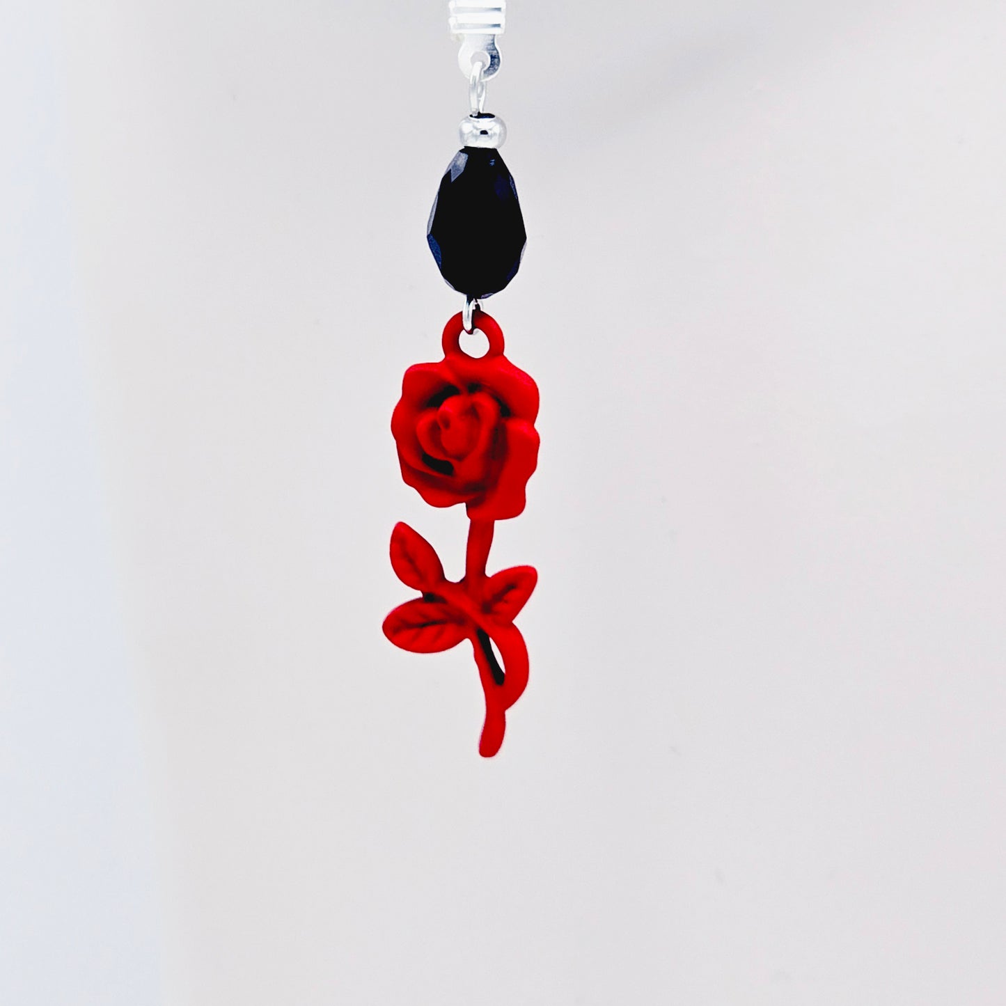 Black and Red Rose Nipple Nooses or Nipple Clamps.