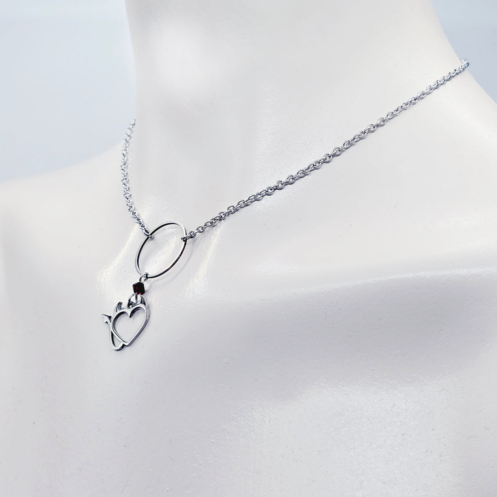 Devil Heart Day Collar, Stainless Steel, with Circle of O Pendant and ...