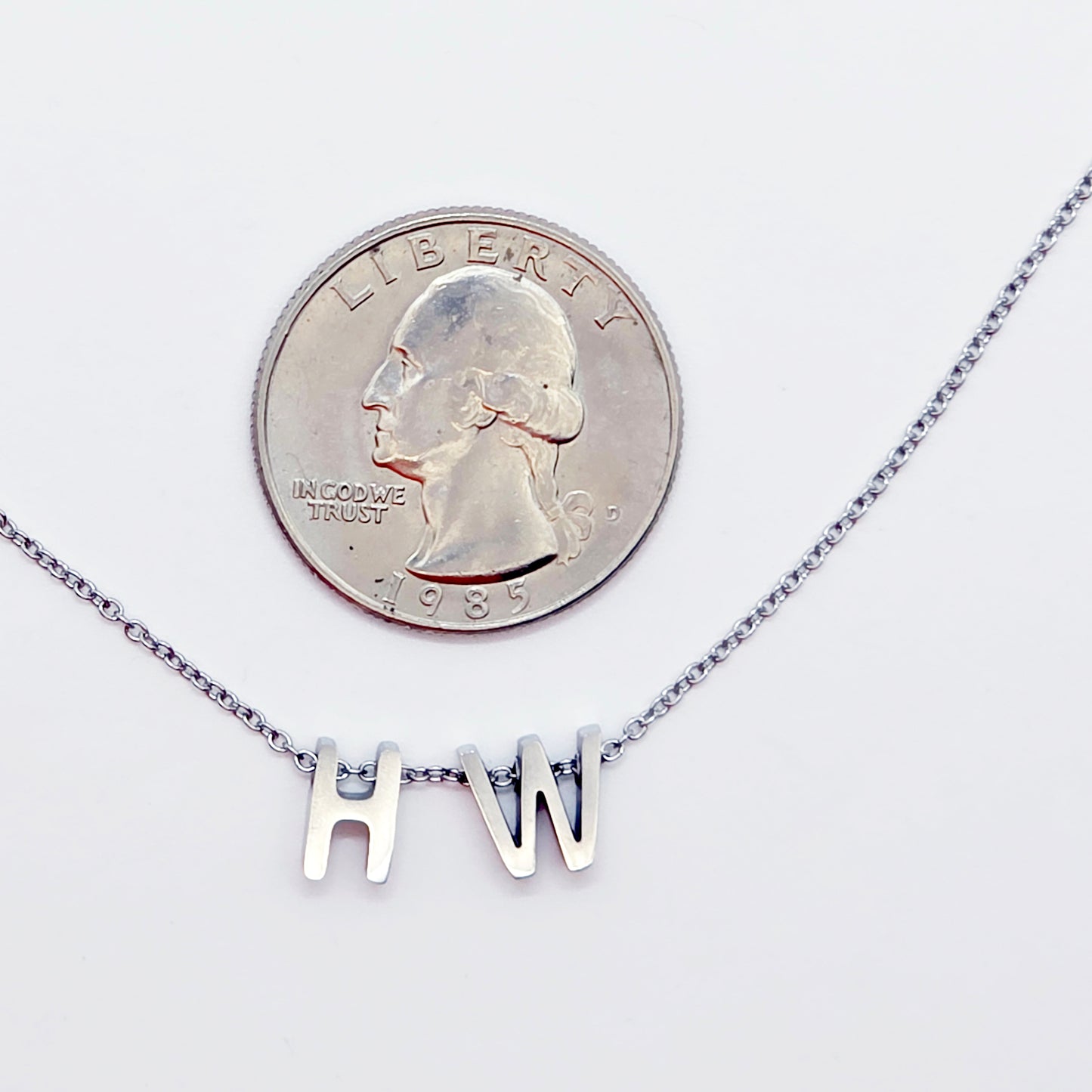 Hotwife Necklace, Dainty and Discreet Stainless Steel H & W Choker. Swingers Jewelry.