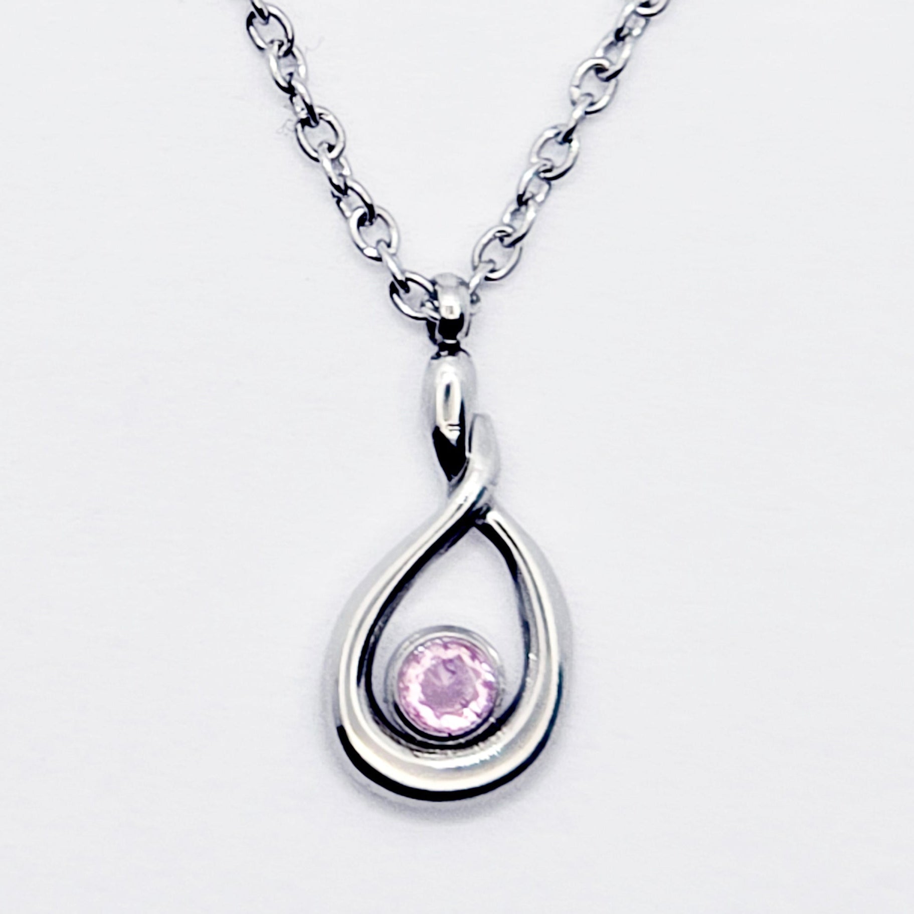 Labia Chain Dangle, Stainless Steel, with Pink Crystal Pendant. Erotic Body Jewelry for Women. Close-up of Pendant